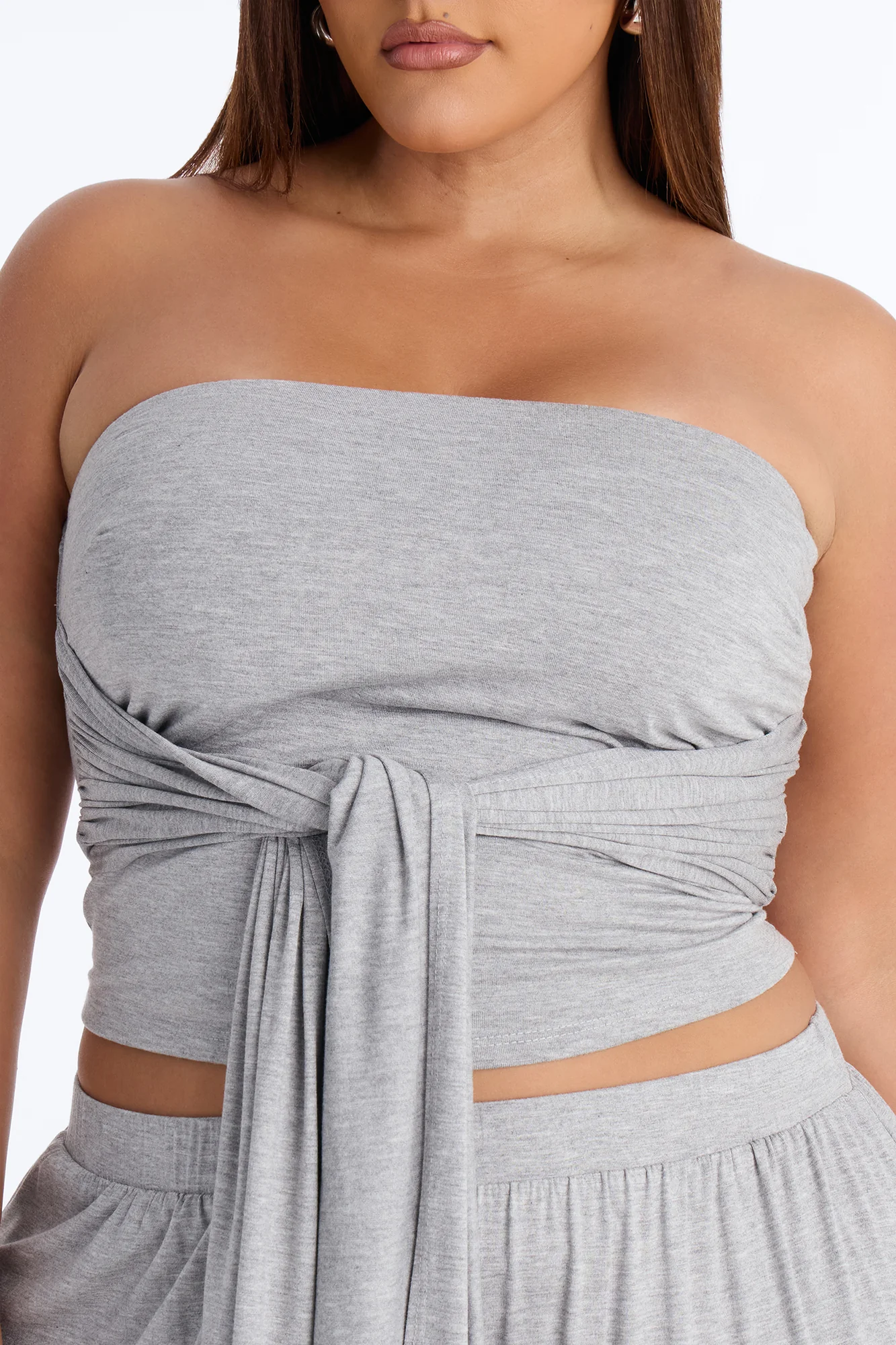 Gigi Tie Front Pant Set - Heather Grey - Image 5