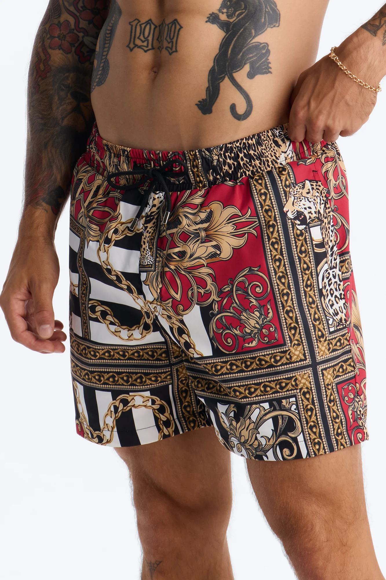 Gilded Baroque Jungle Swim Trunk 4″ - Multi Color - Image 2