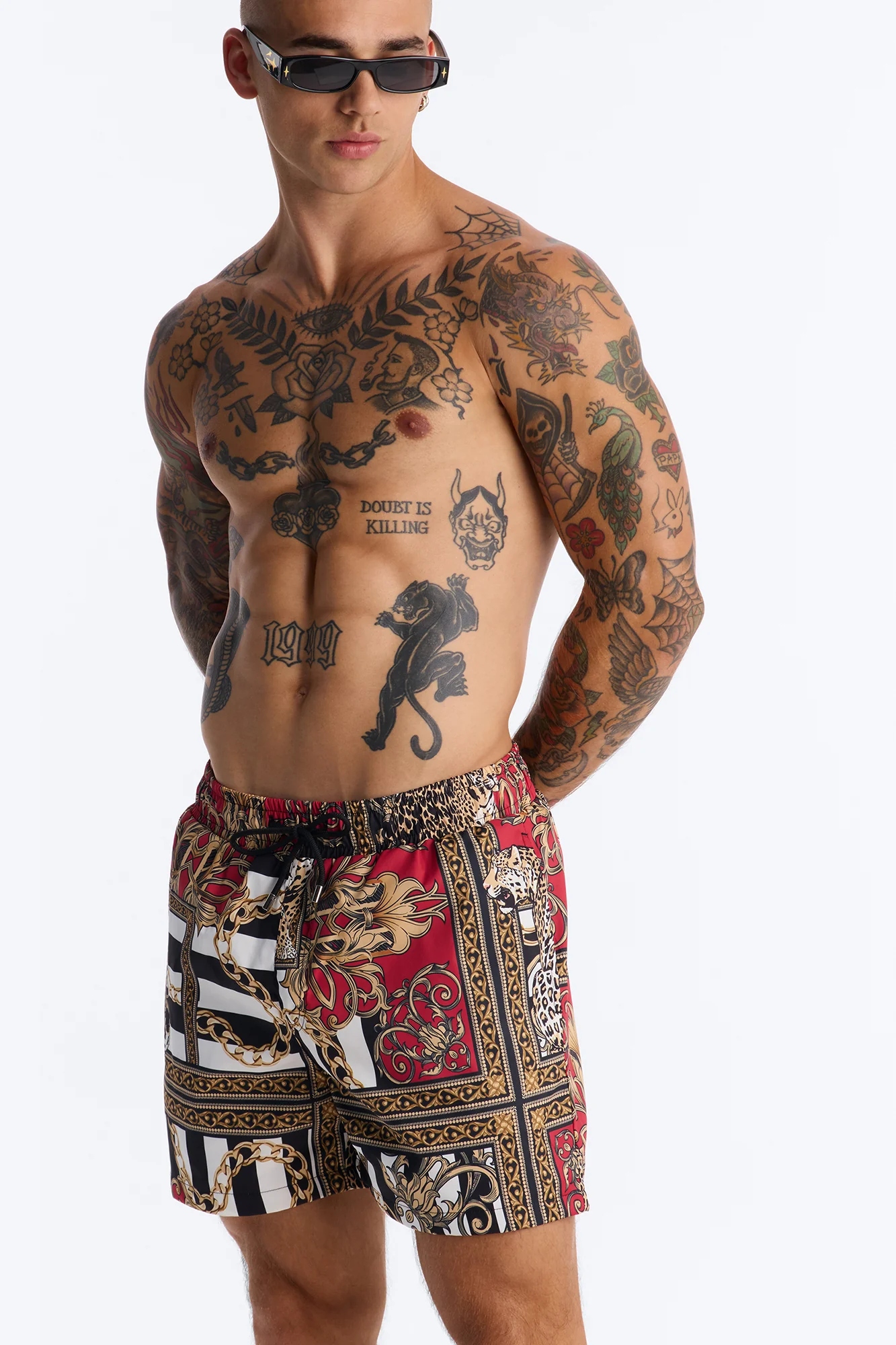 Gilded Baroque Jungle Swim Trunk 4″ - Multi Color - Image 3