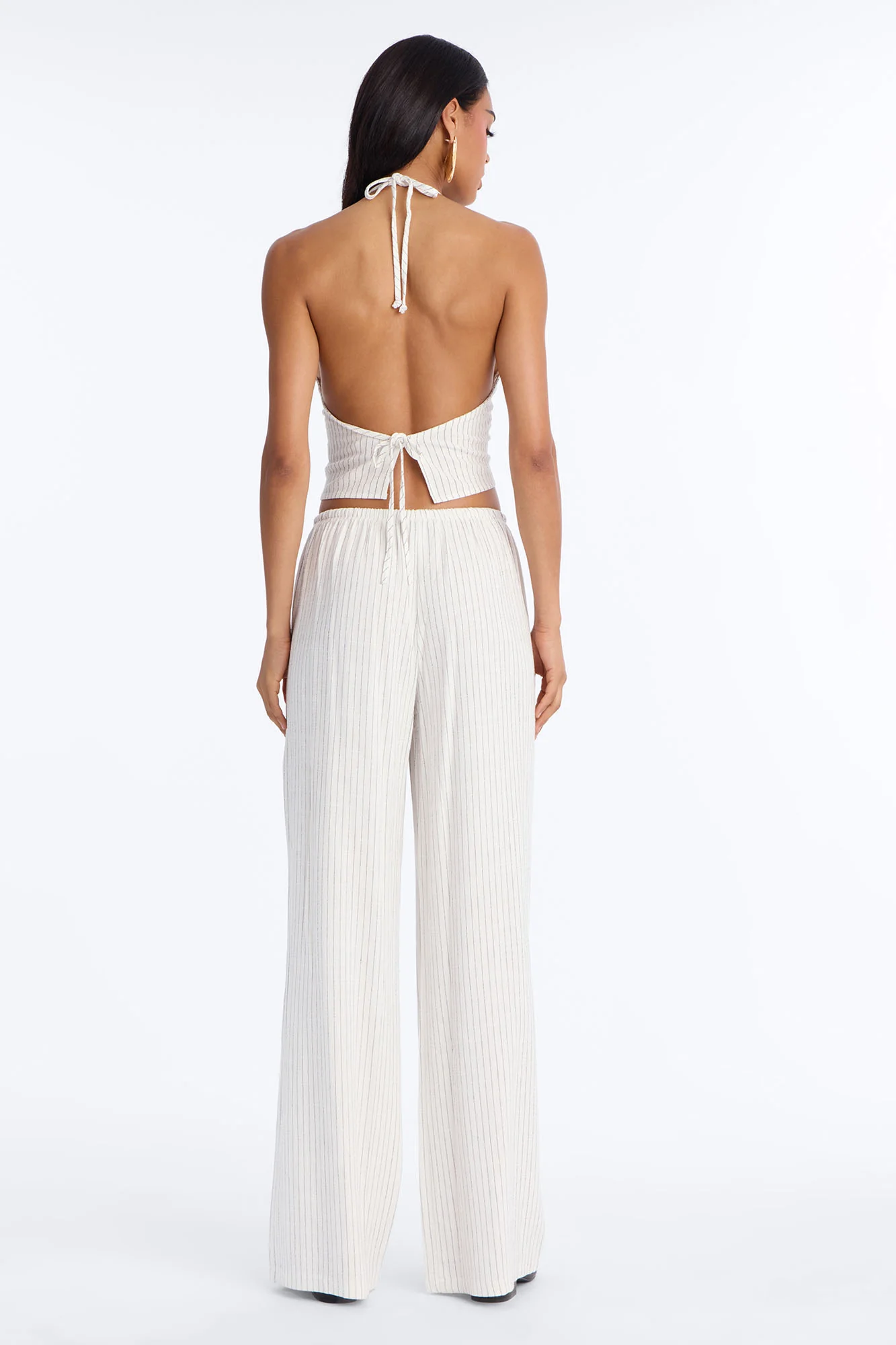 Girl Gone Wild Pinstripe Low Rise Wide Leg Pant 30″ - White/combo - Image 4