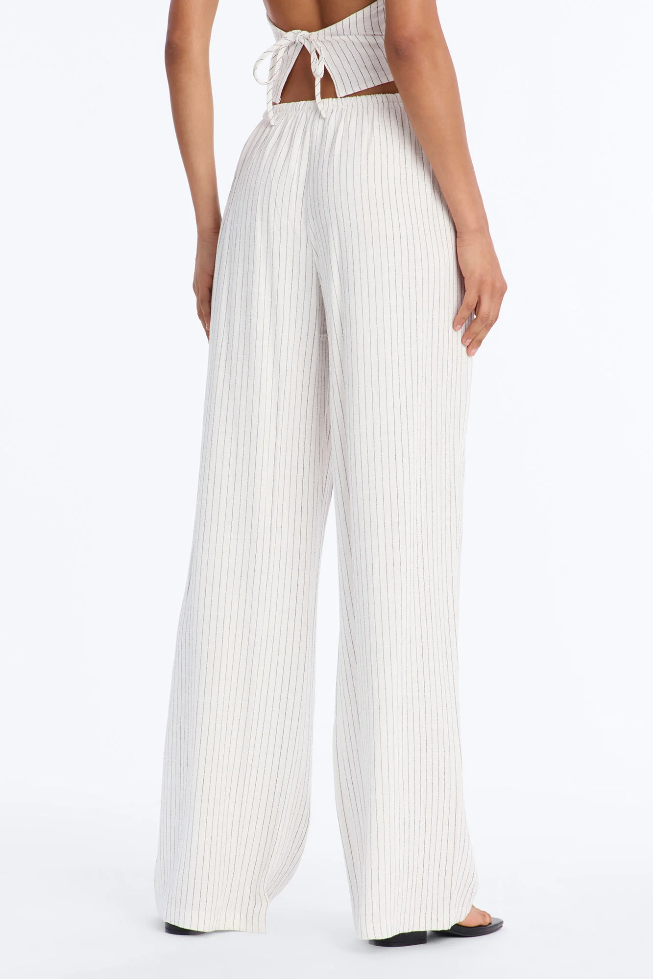 Girl Gone Wild Pinstripe Low Rise Wide Leg Pant 30″ - White/combo - Image 5