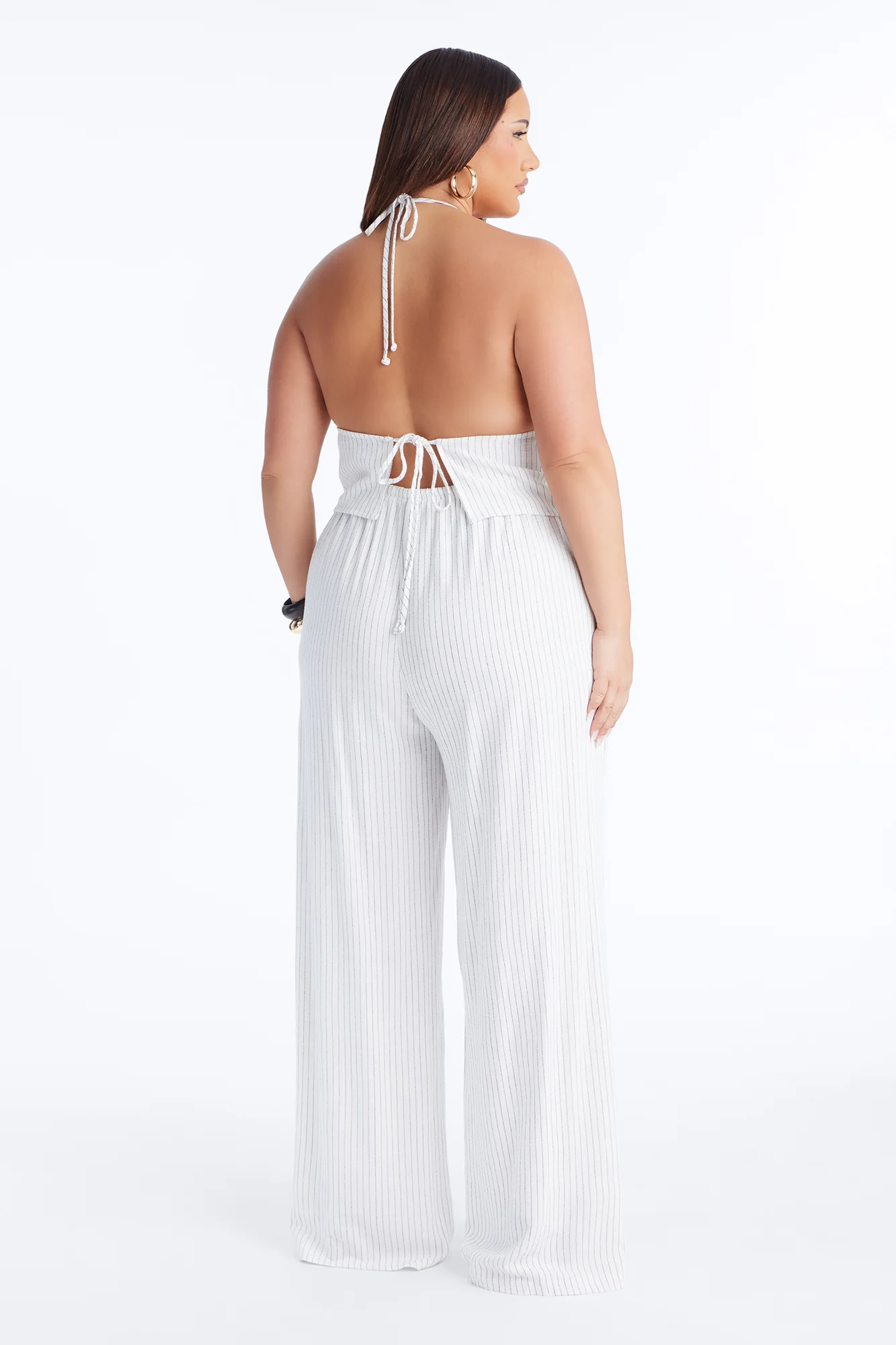 Girl Gone Wild Pinstripe Low Rise Wide Leg Pant 30″ - White/combo - Image 9