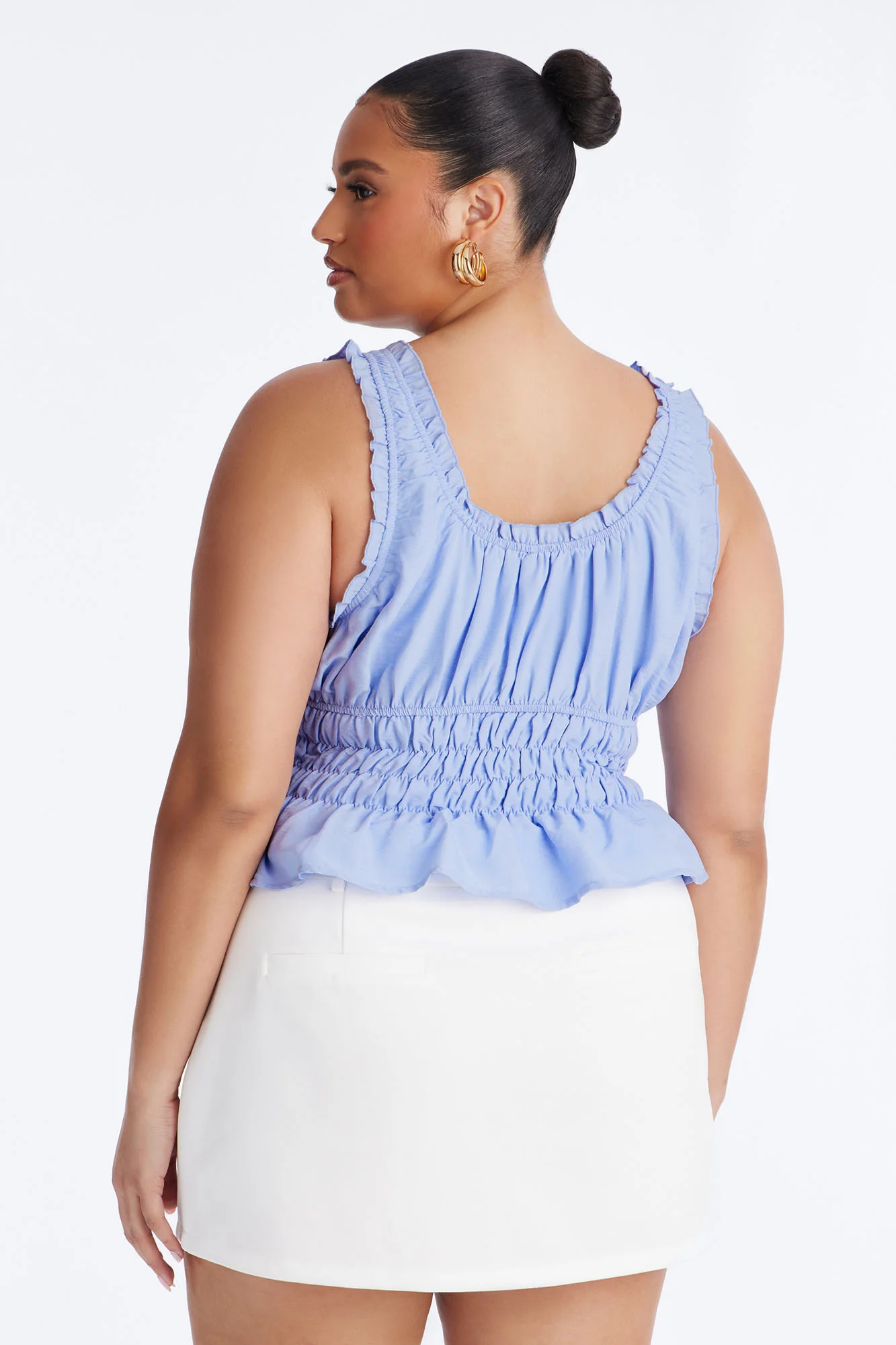 Girl Time Ruffle Trim Ruched Top - Blue - Image 8
