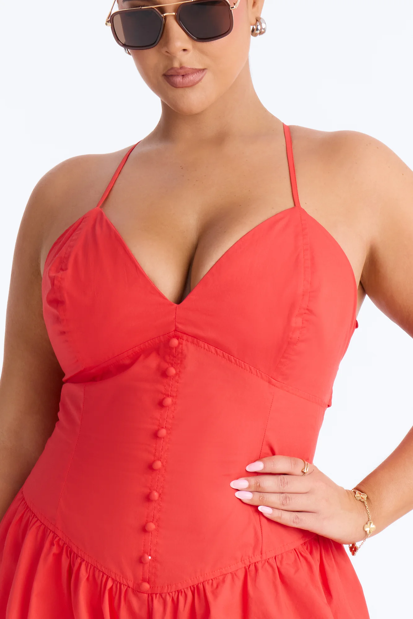 Girl Who Brunches Poplin Romper - Orange - Image 7