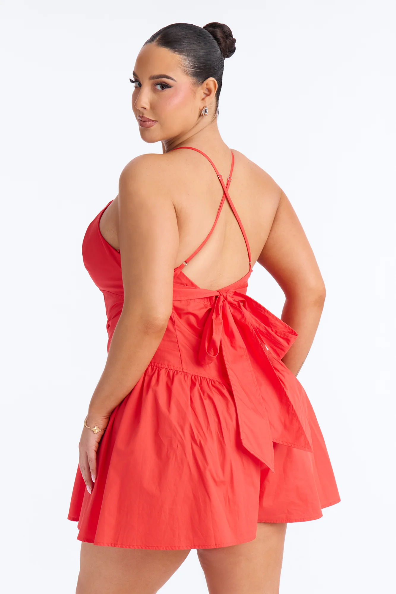 Girl Who Brunches Poplin Romper - Orange - Image 8