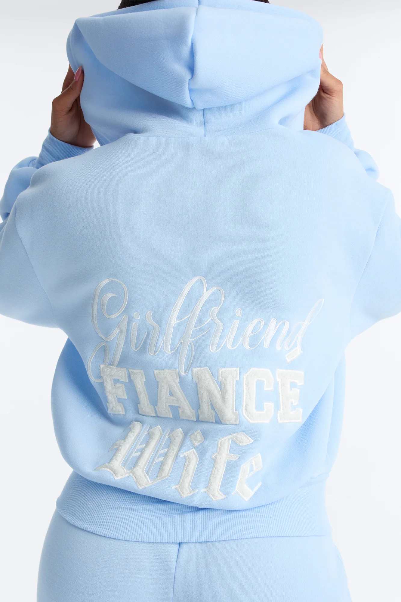 Girlfriend Fiancé Now Wife Pant Set - Light Blue