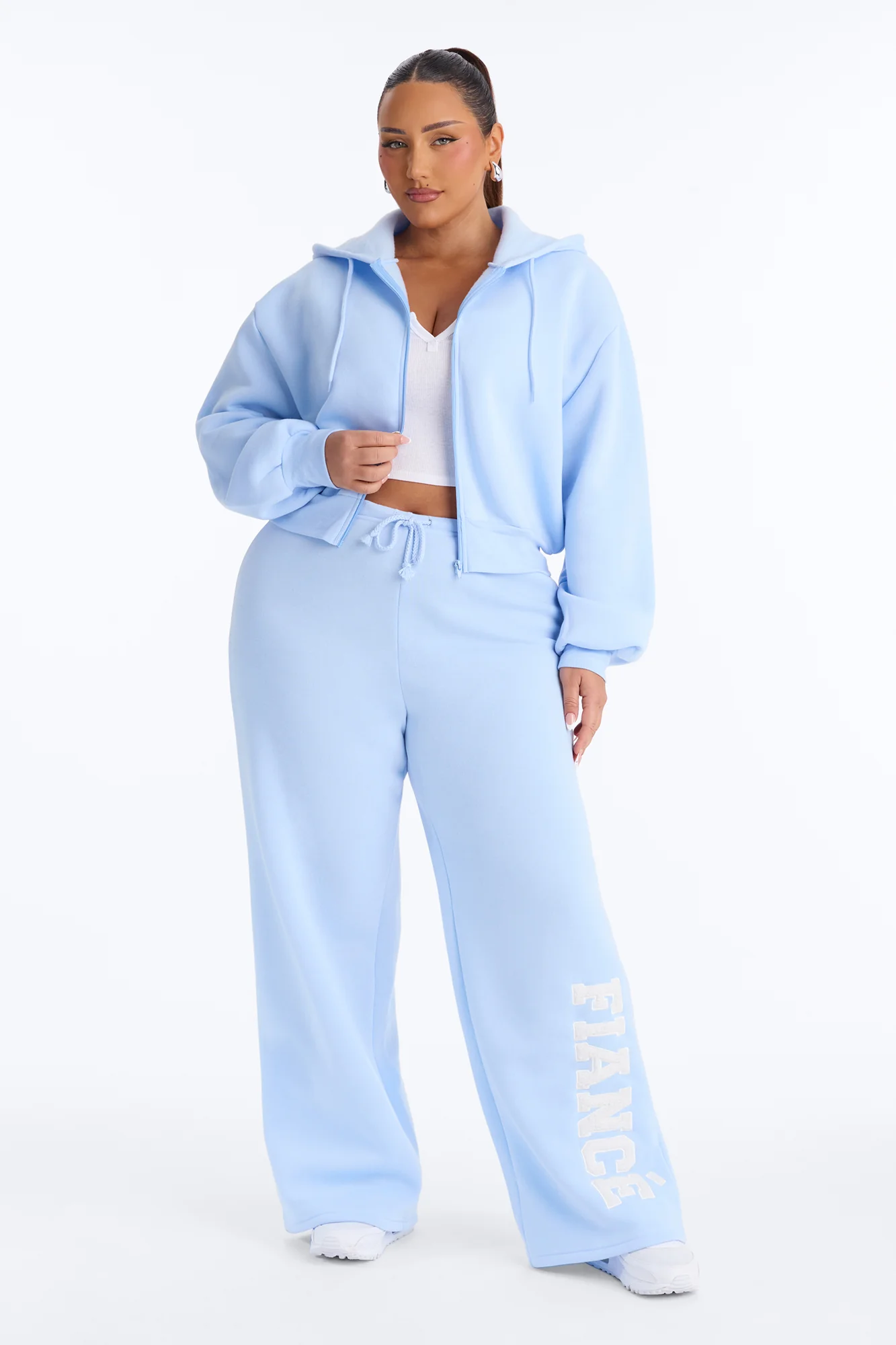 Girlfriend Fiancé Now Wife Pant Set - Light Blue - Image 6