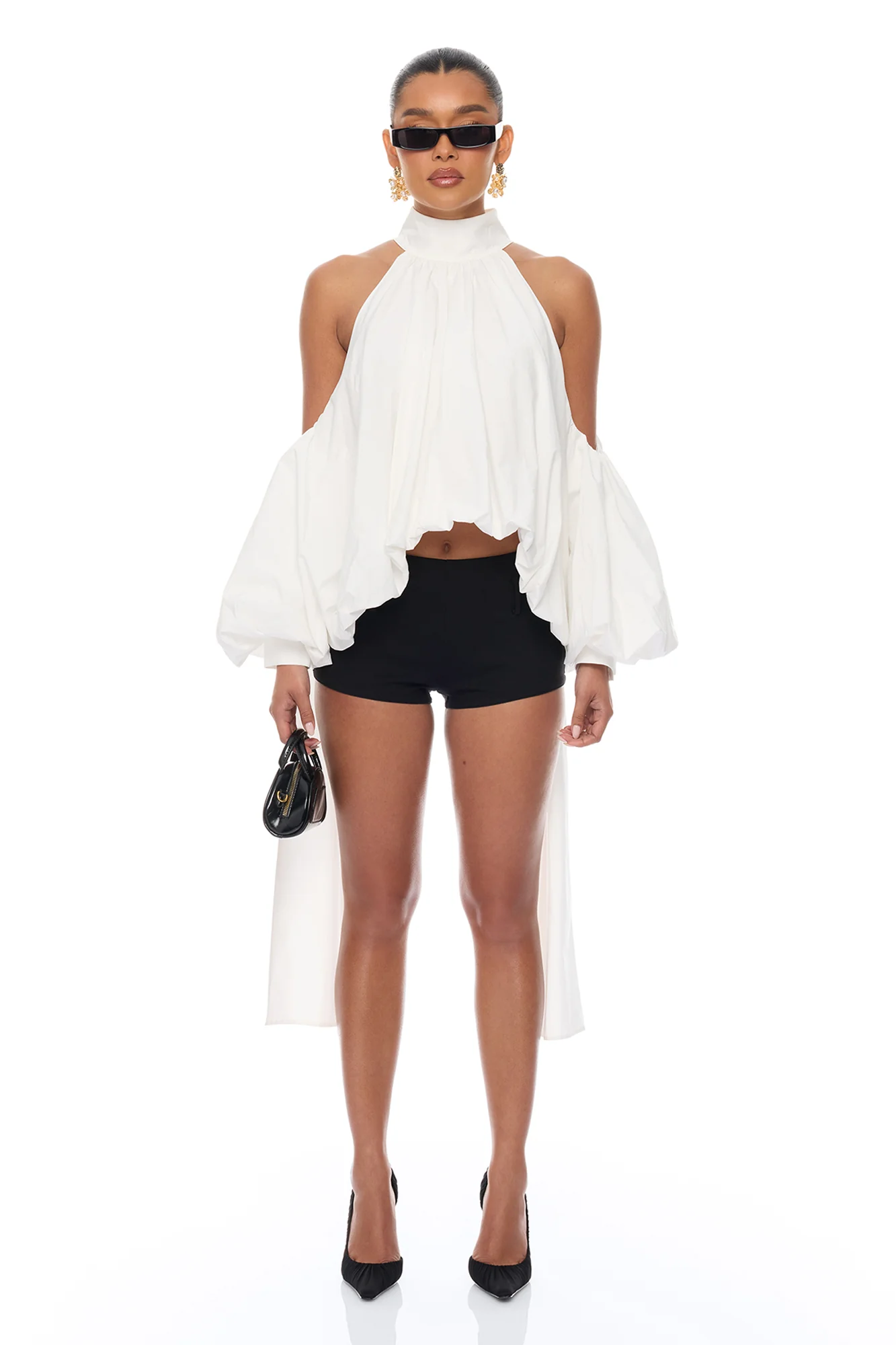 Giselle Bubble Hem Cotton Blouse - White - Image 2