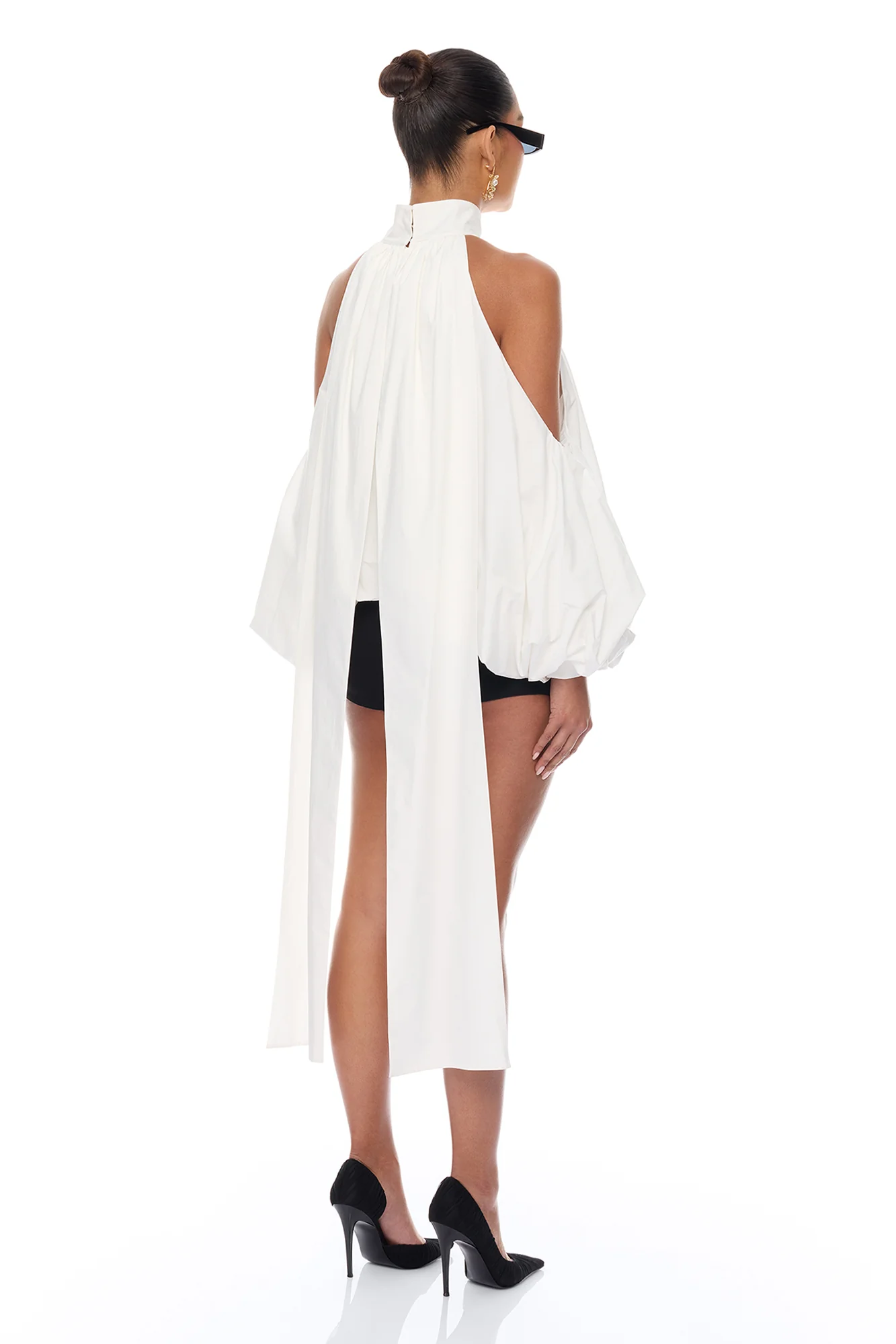 Giselle Bubble Hem Cotton Blouse - White - Image 4