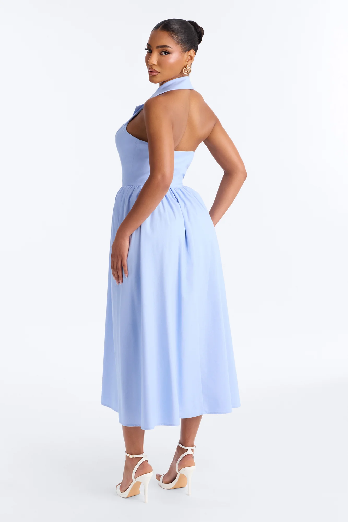 Giselle Collar Halter Midi Dress - Blue - Image 4