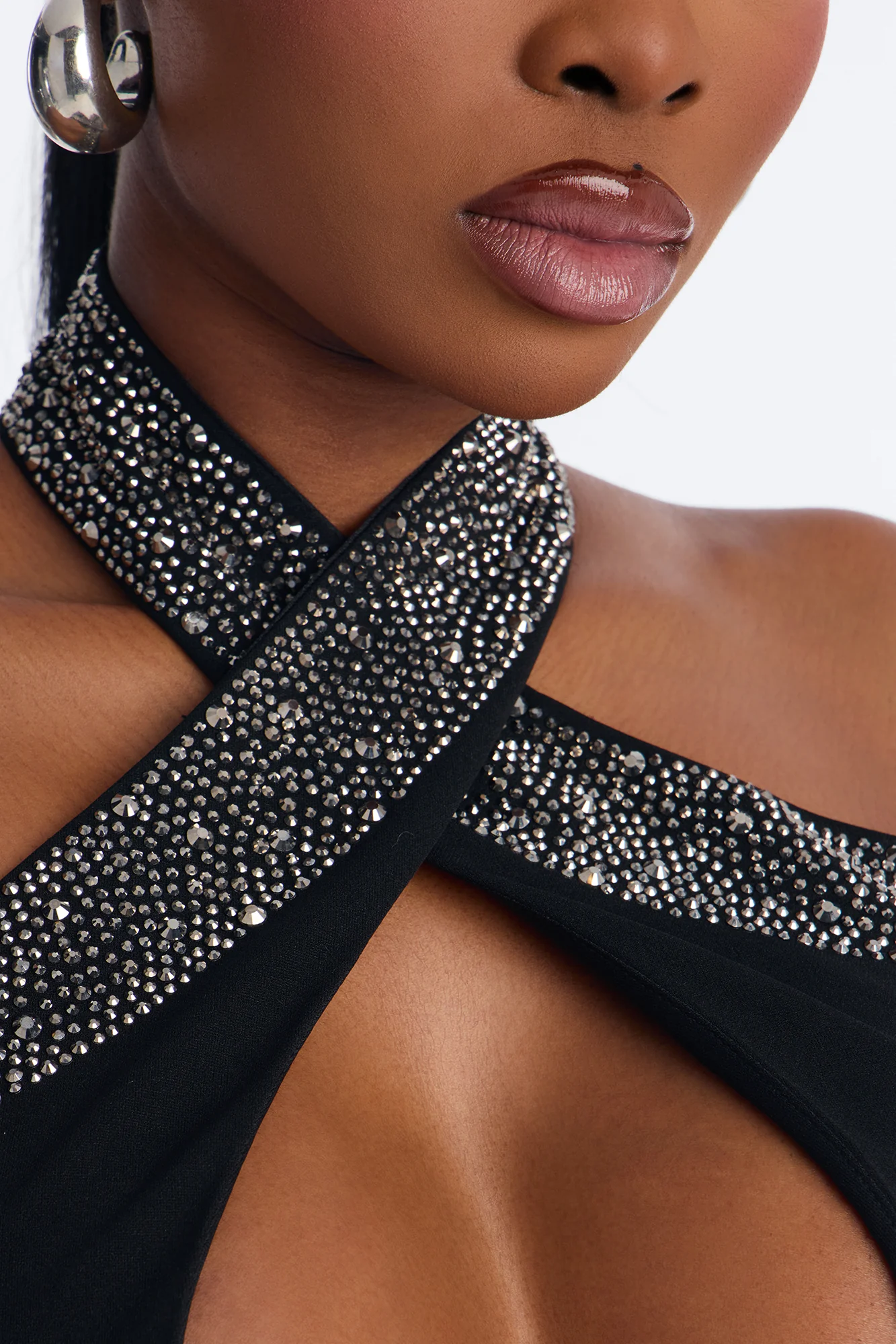 Glam Hour Rhinestone Halter Pant Set - Black - Image 3