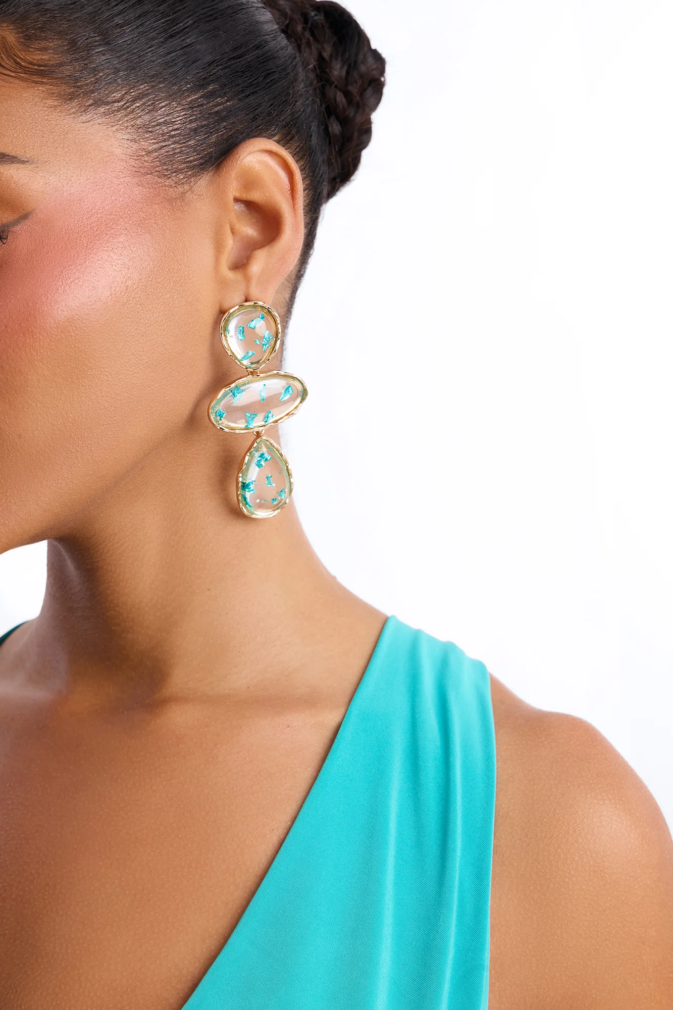 Gleam And Glow Drop Earrings - Gold/Blue