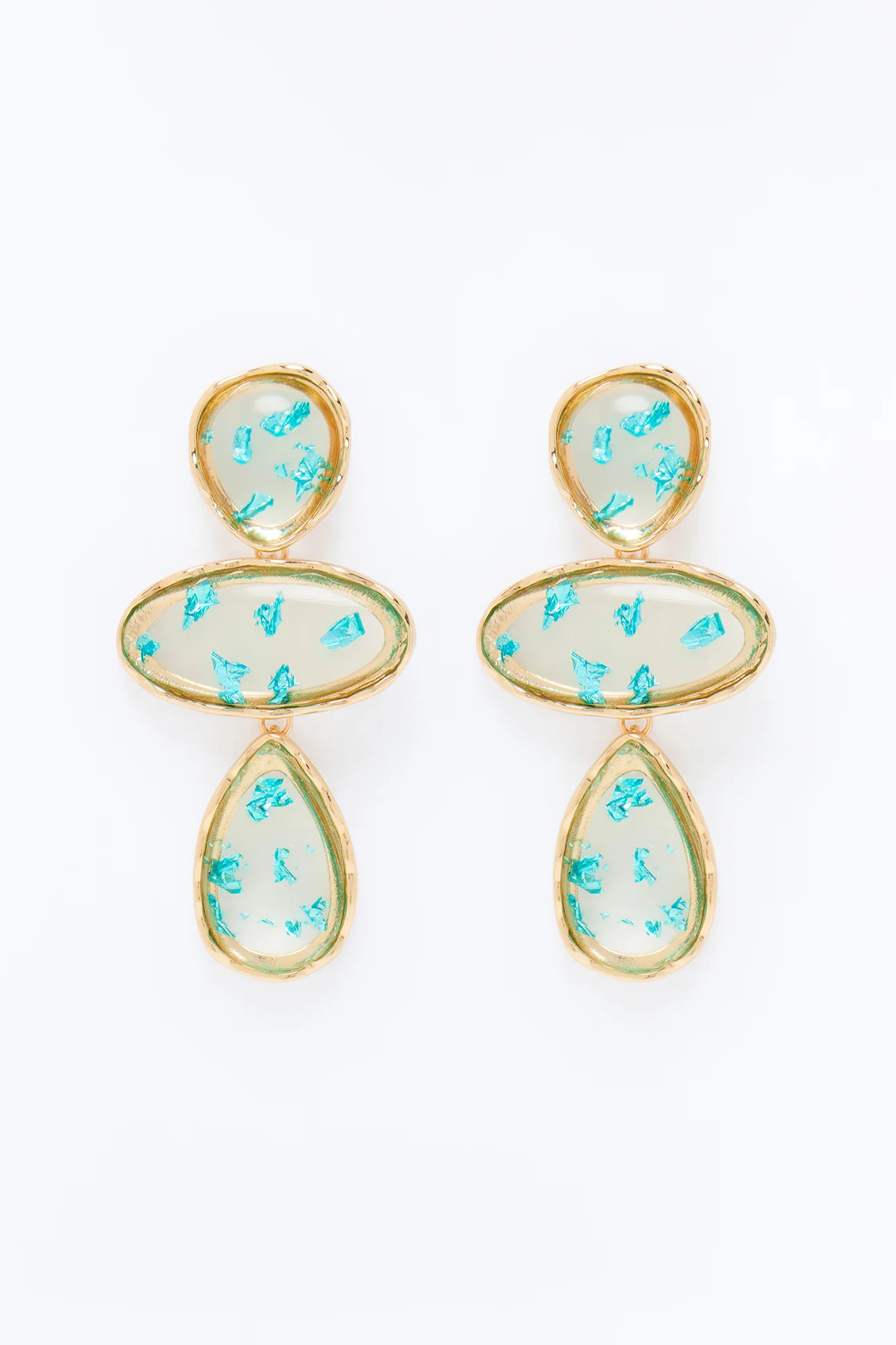 Gleam And Glow Drop Earrings - Gold/Blue - Image 3