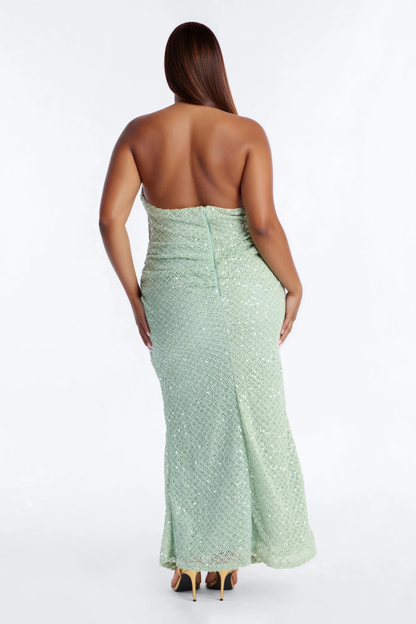 Gleam And Glow Sequin Crochet Maxi Dress - Sage - Image 8