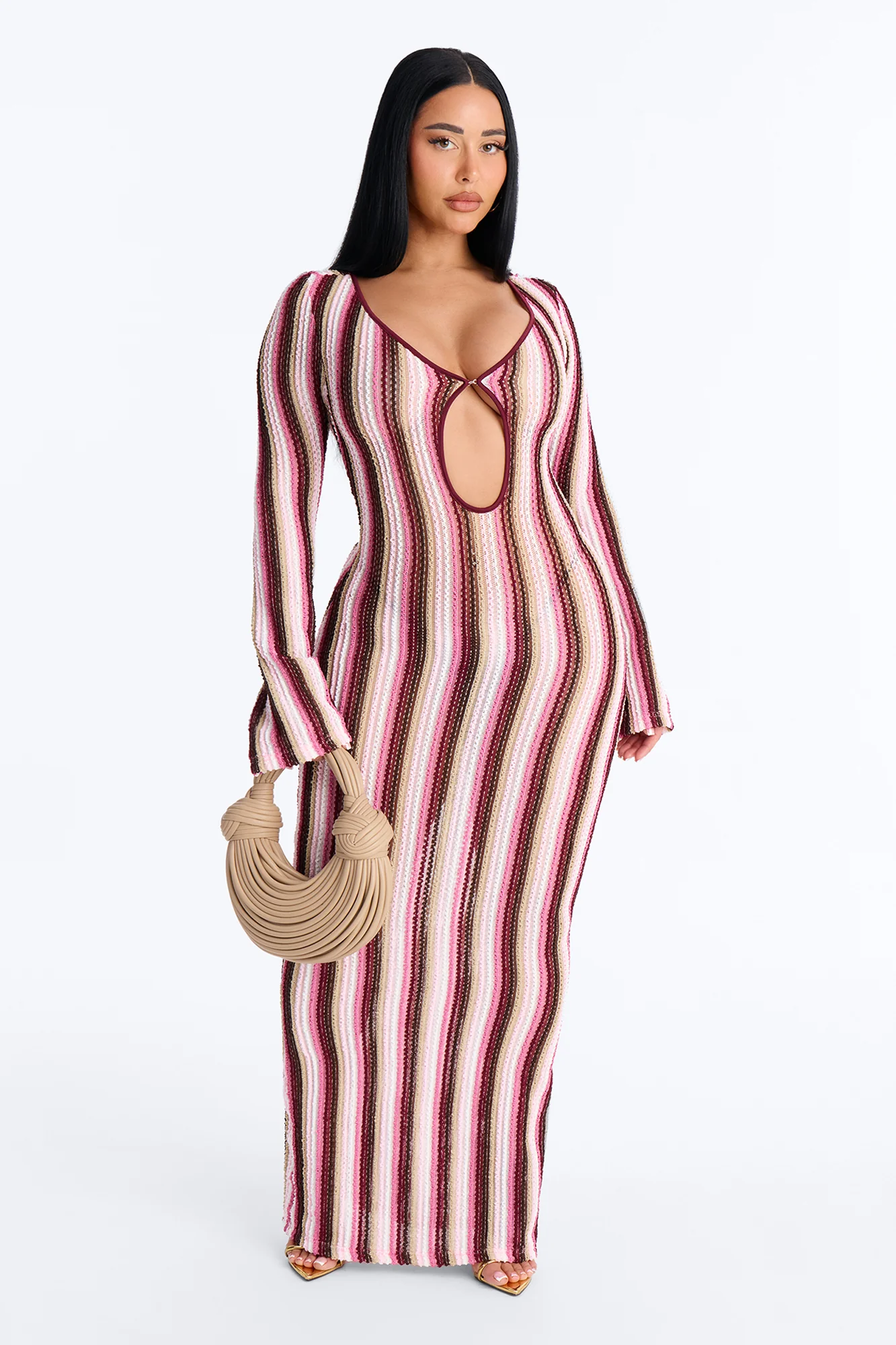 Glow Getter Crochet Maxi Dress - Pink/combo
