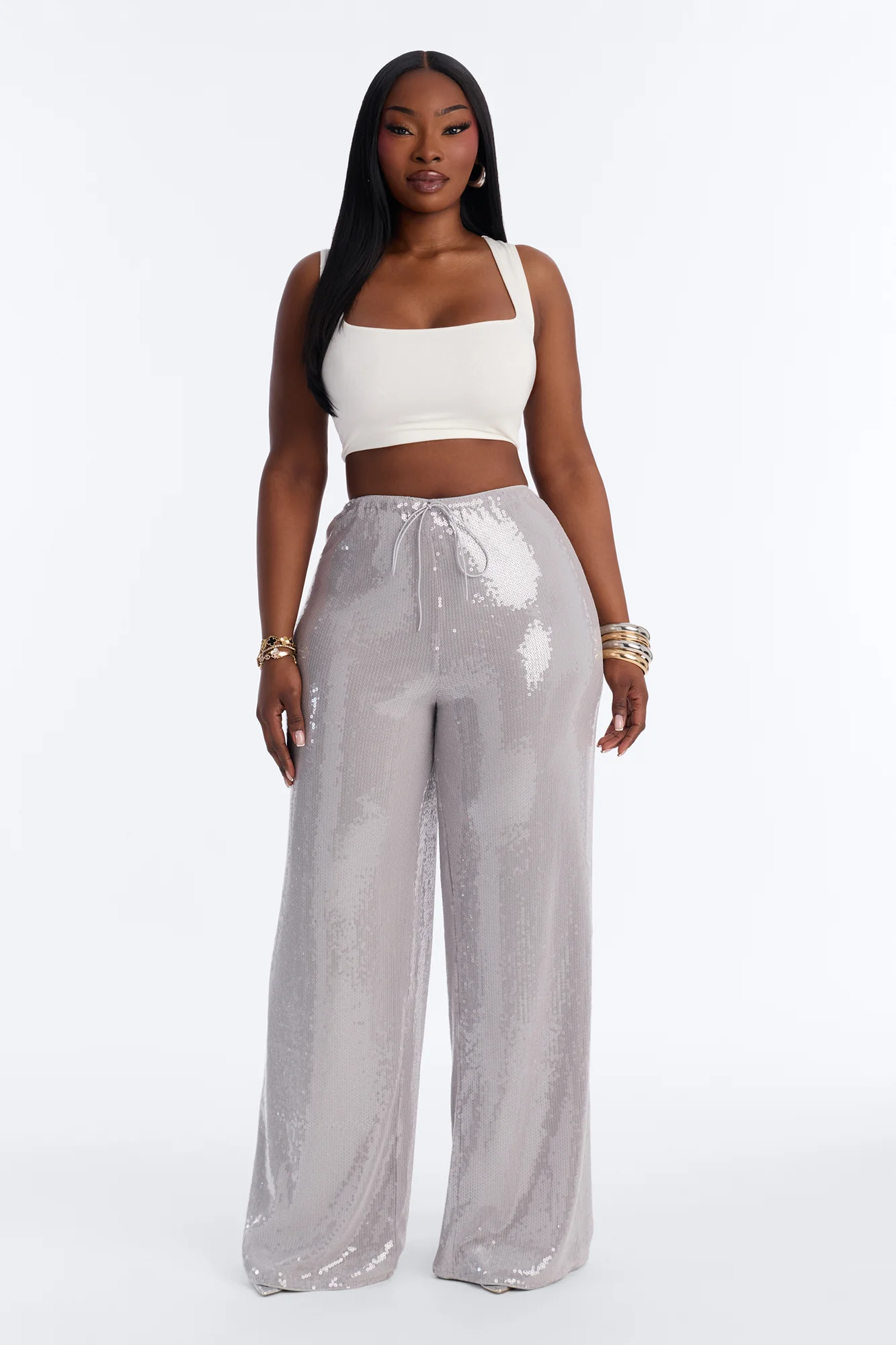 Glow Time Sequin Embellished Pants - Grey - Image 5