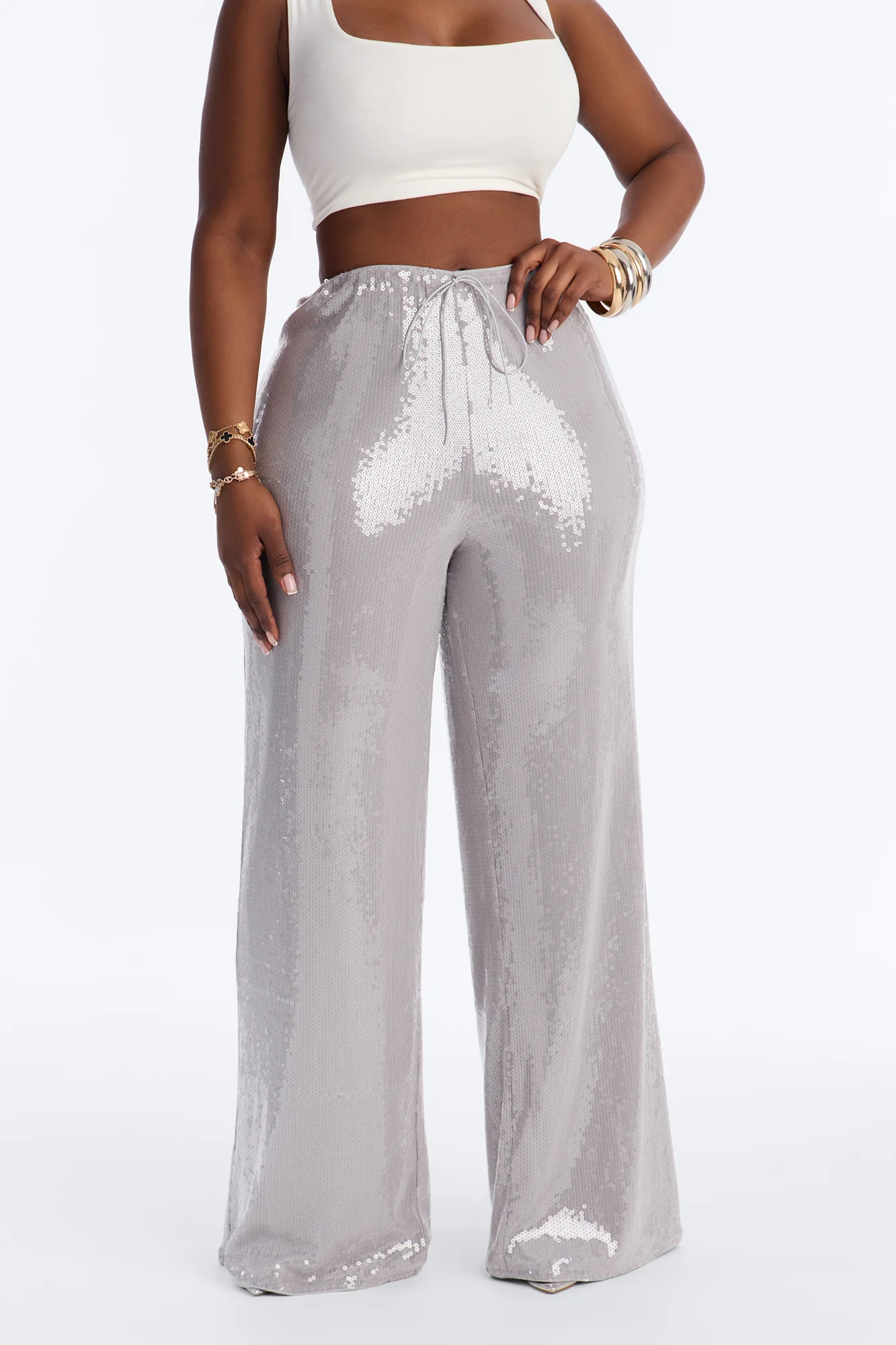 Glow Time Sequin Embellished Pants - Grey - Image 6