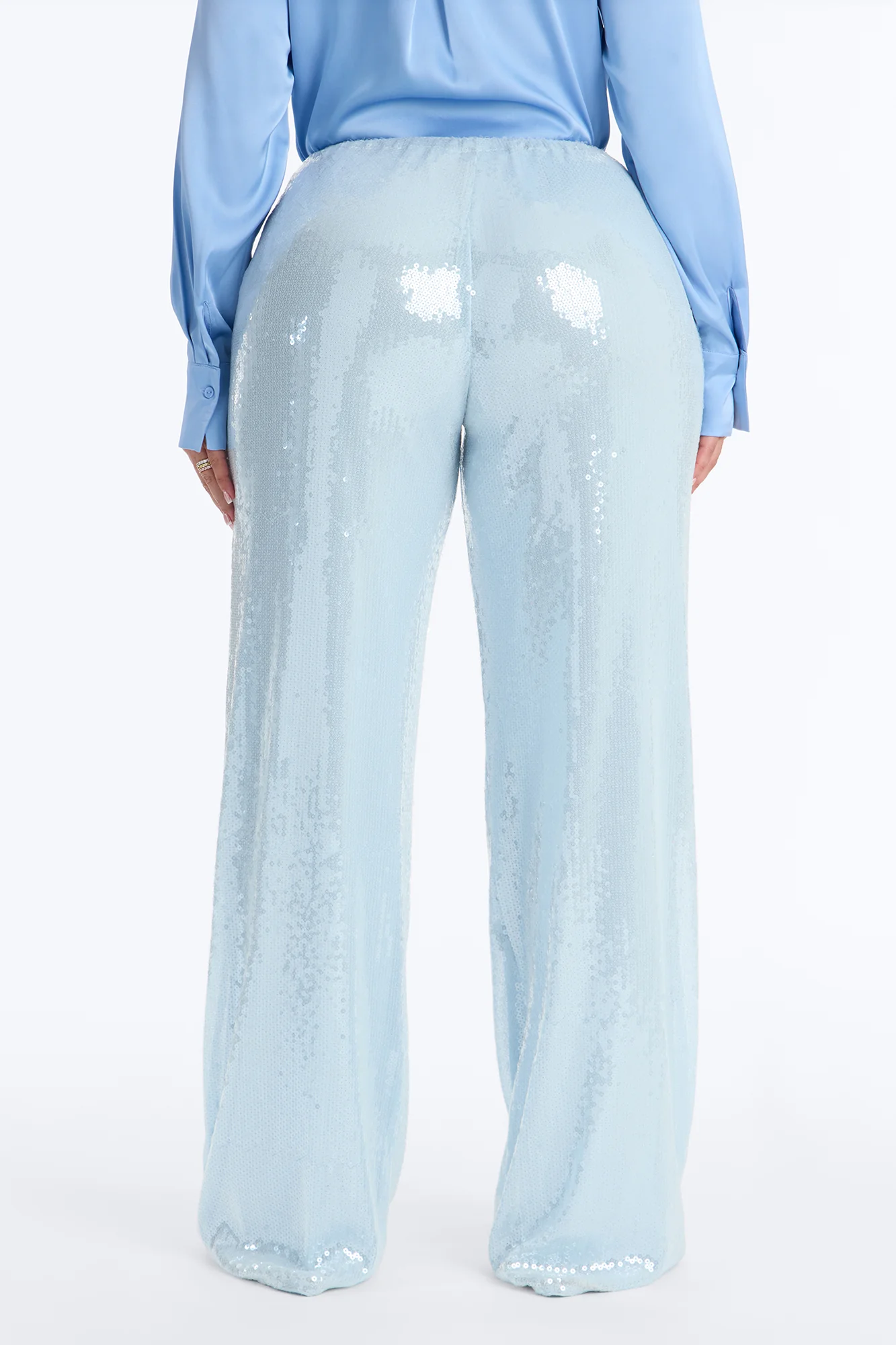 Glow Time Sequin Embellished Pants - Ice Blue - Image 4