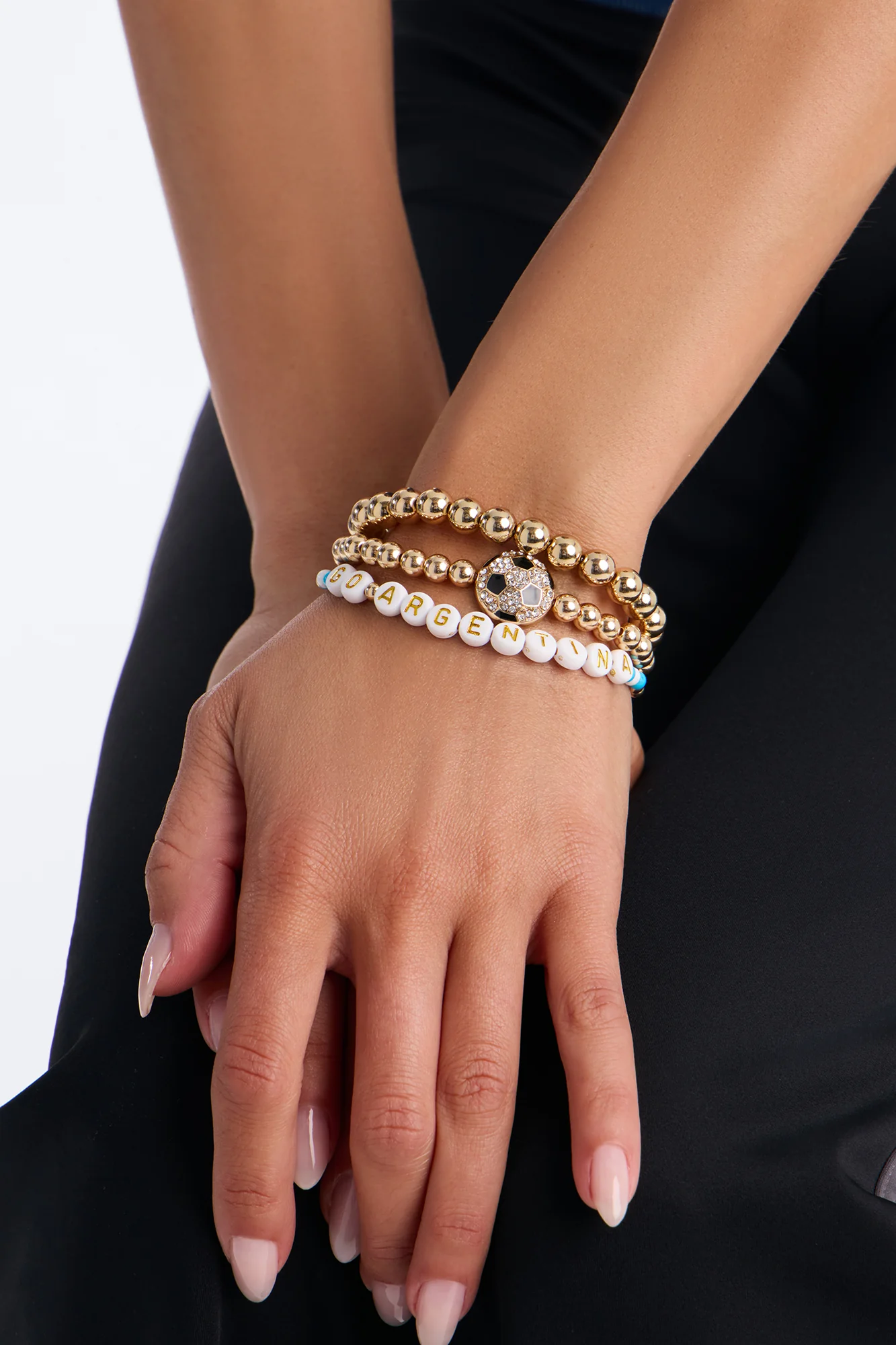 Go Argentina Soccer 3 Piece Bracelet Set - Gold/Blue