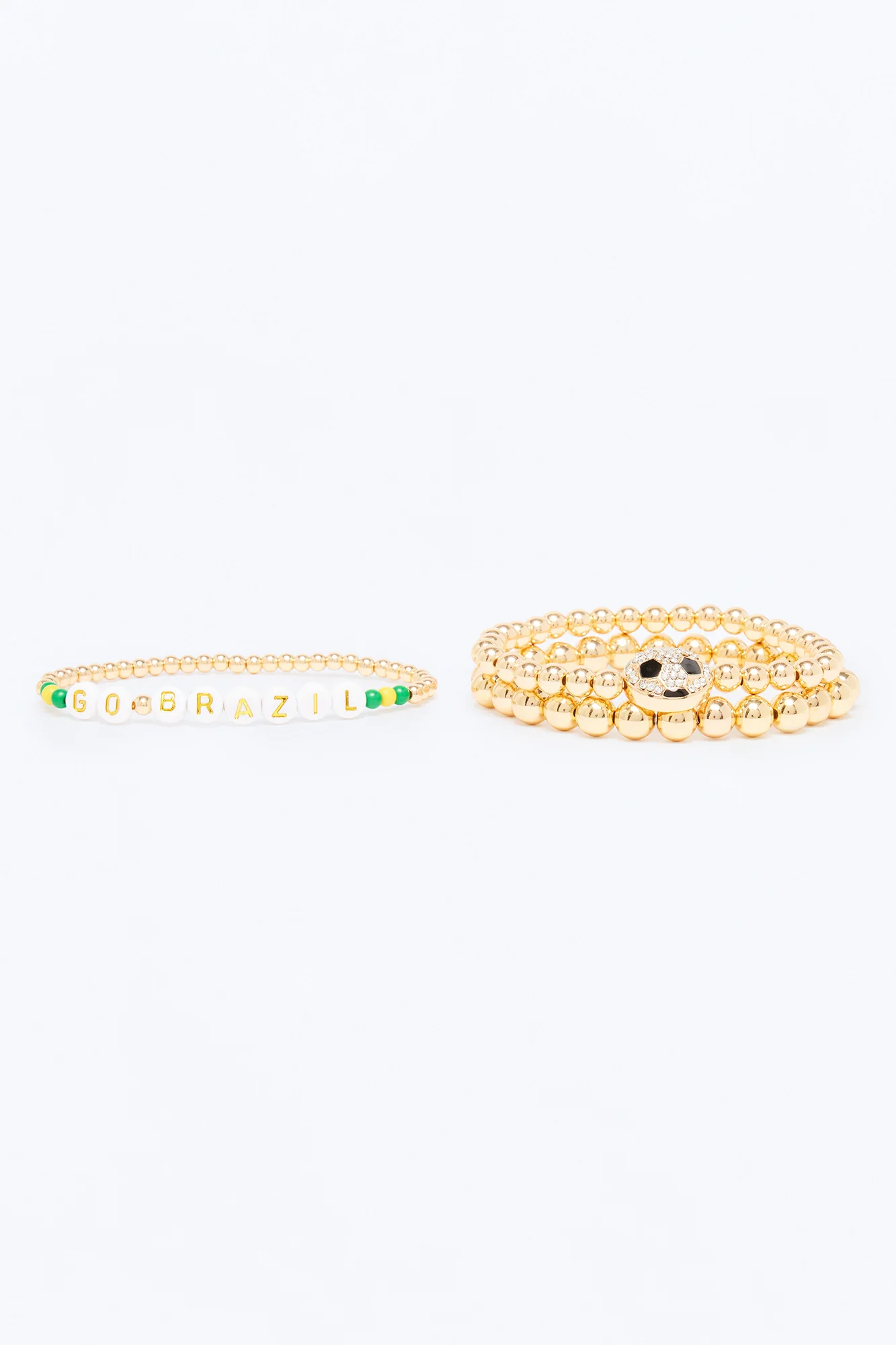 Go Brazil Soccer 3 Piece Bracelet Set - Gold/combo