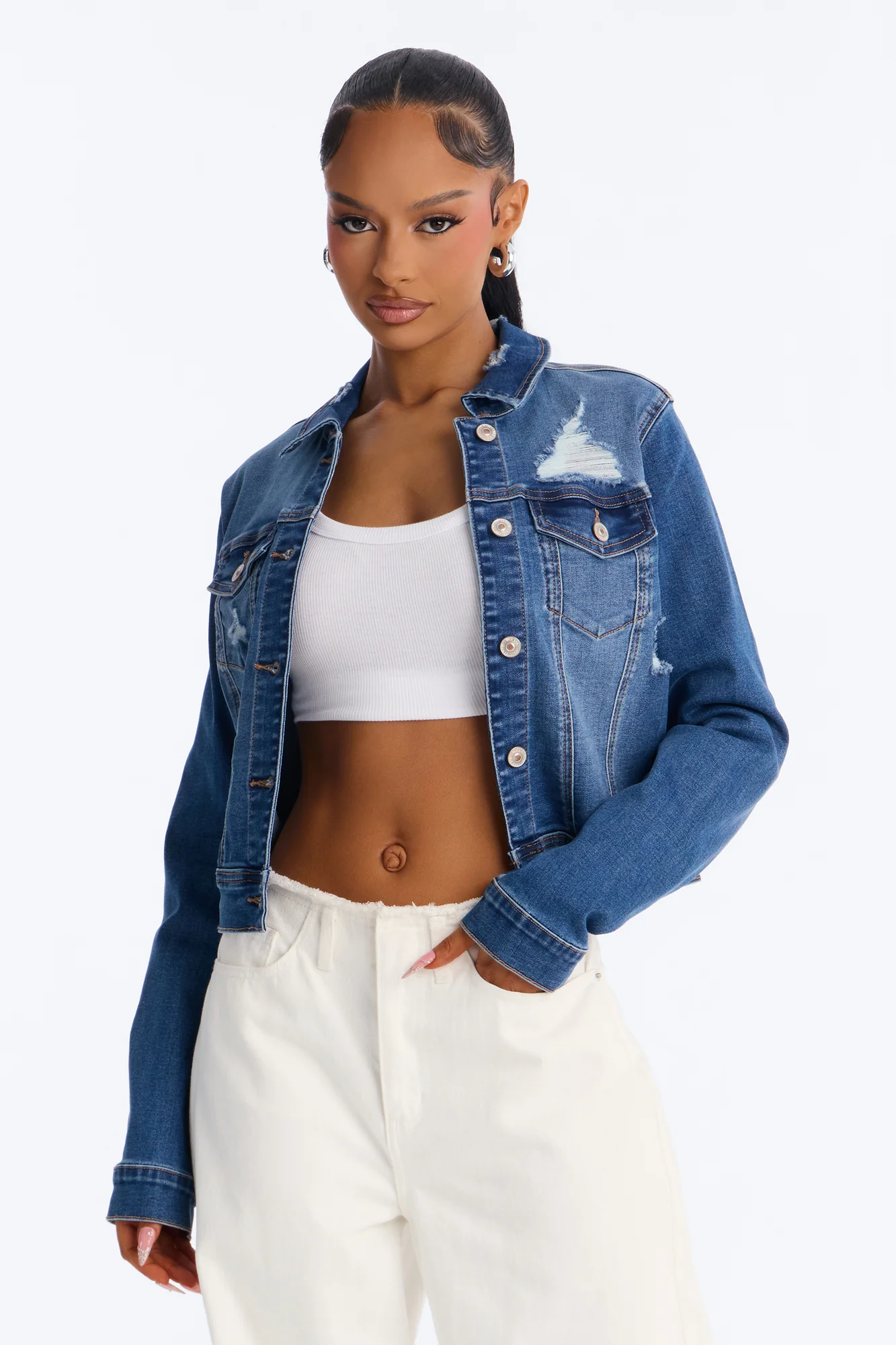 Go Getter Stretch Denim Jacket - Medium Wash
