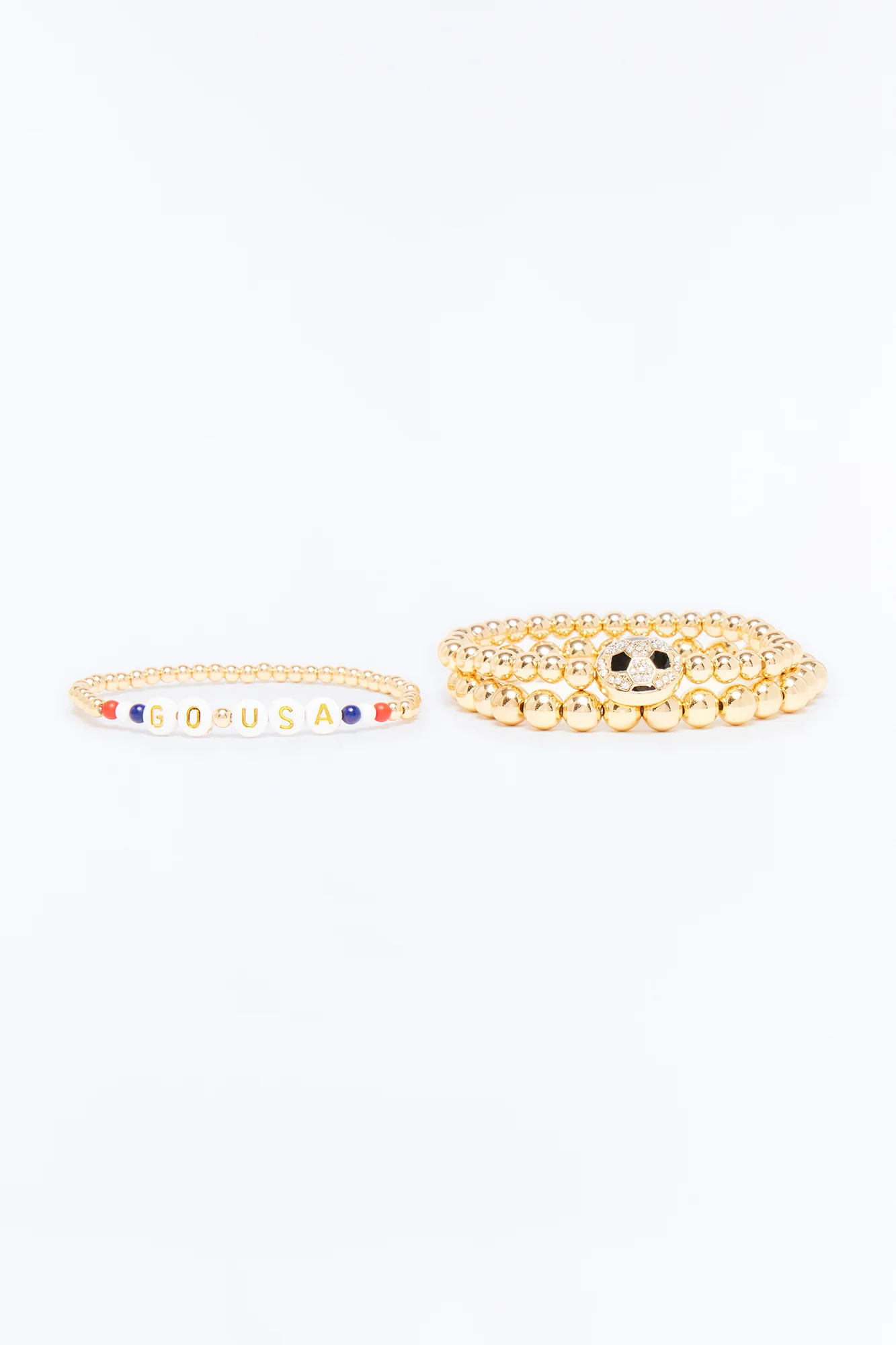 Go USA Soccer 3 Piece Bracelet Set - Gold/combo - Image 3