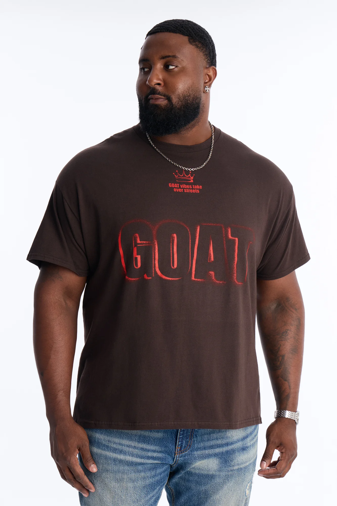 GOAT Vibes Take Over Short Sleeve Tee - Chocolate - Image 4
