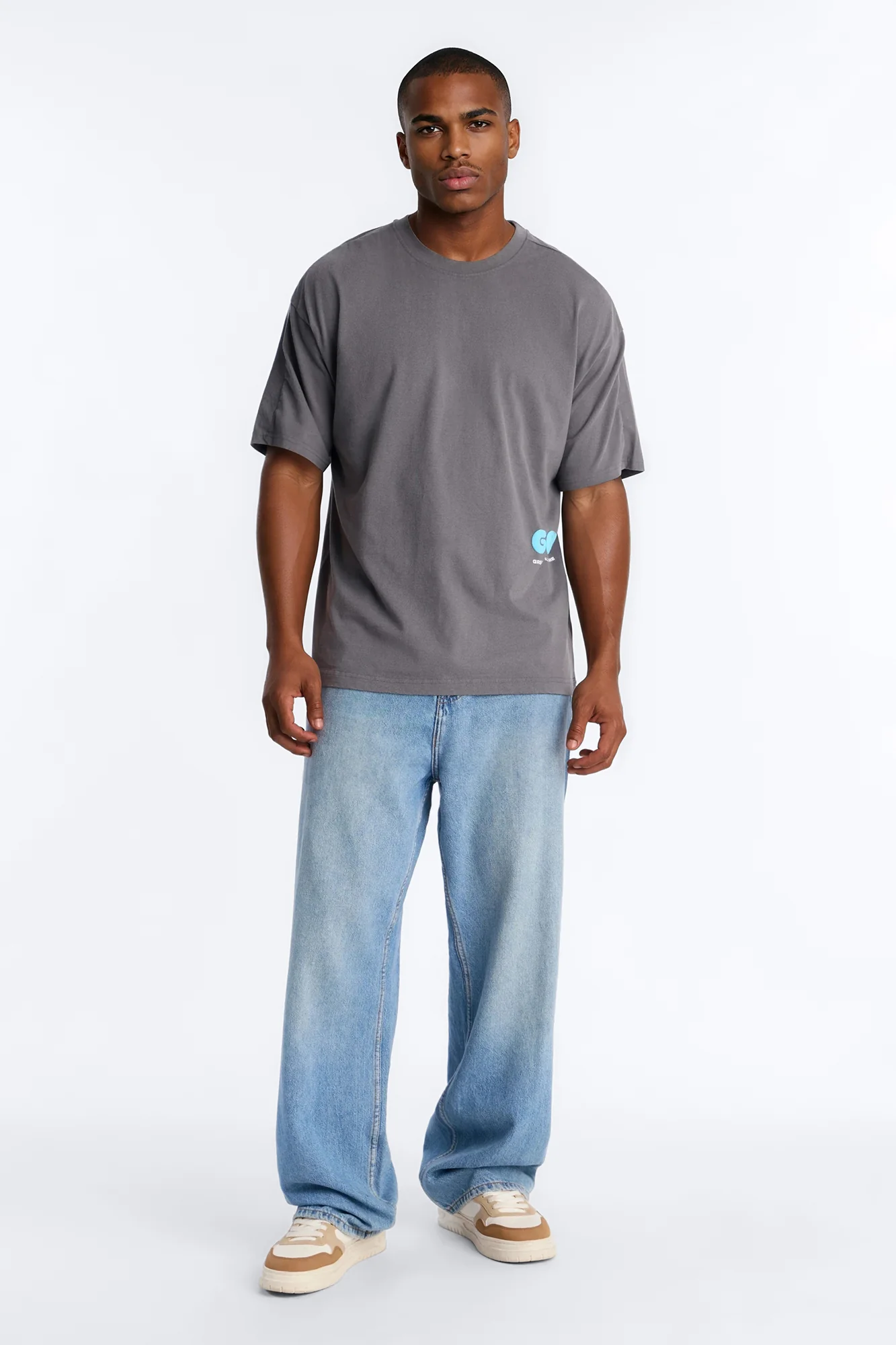 GOAT Washed Boxy Short Sleeve Tee - Grey - Image 2