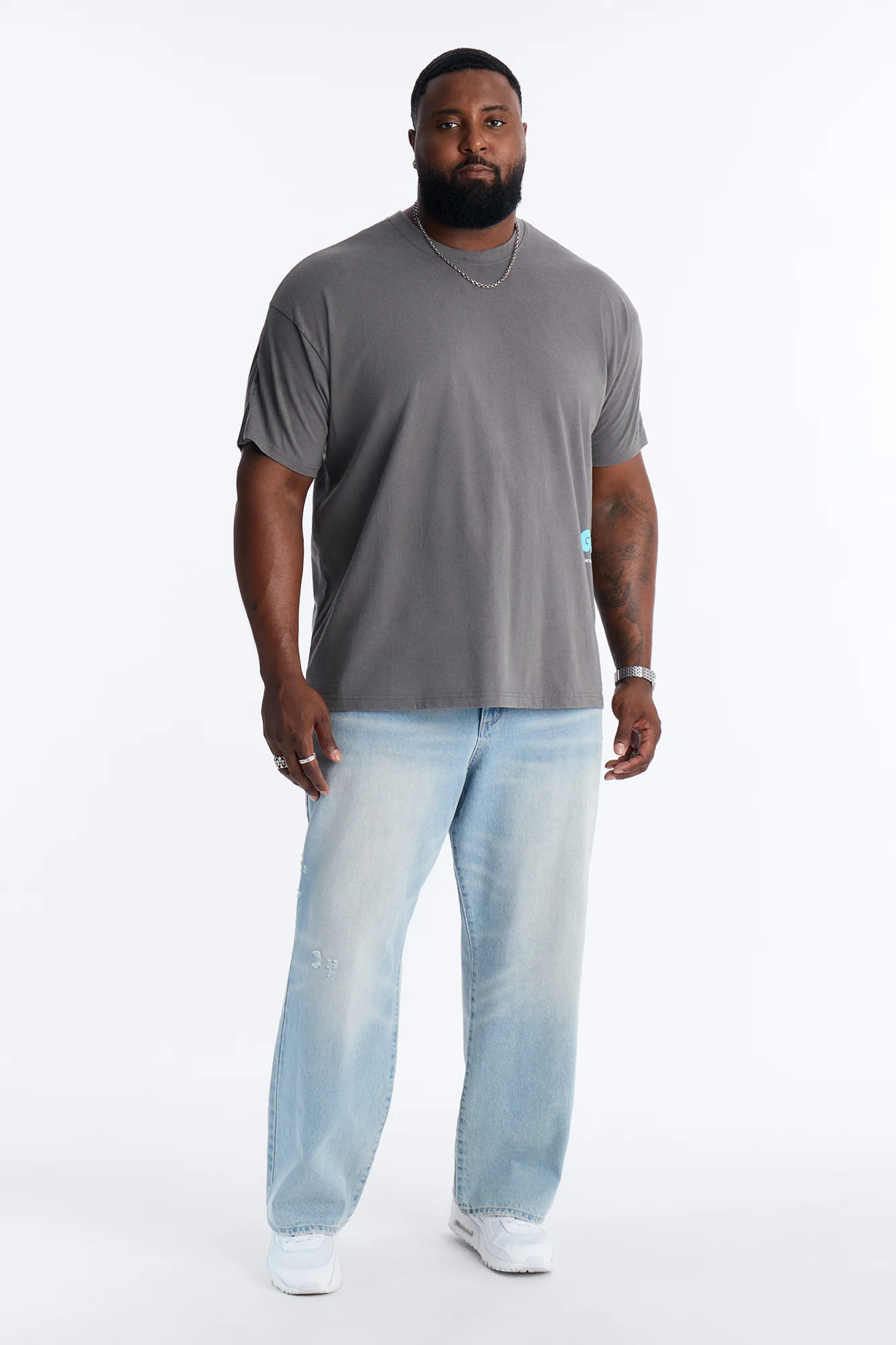 GOAT Washed Boxy Short Sleeve Tee - Grey - Image 5