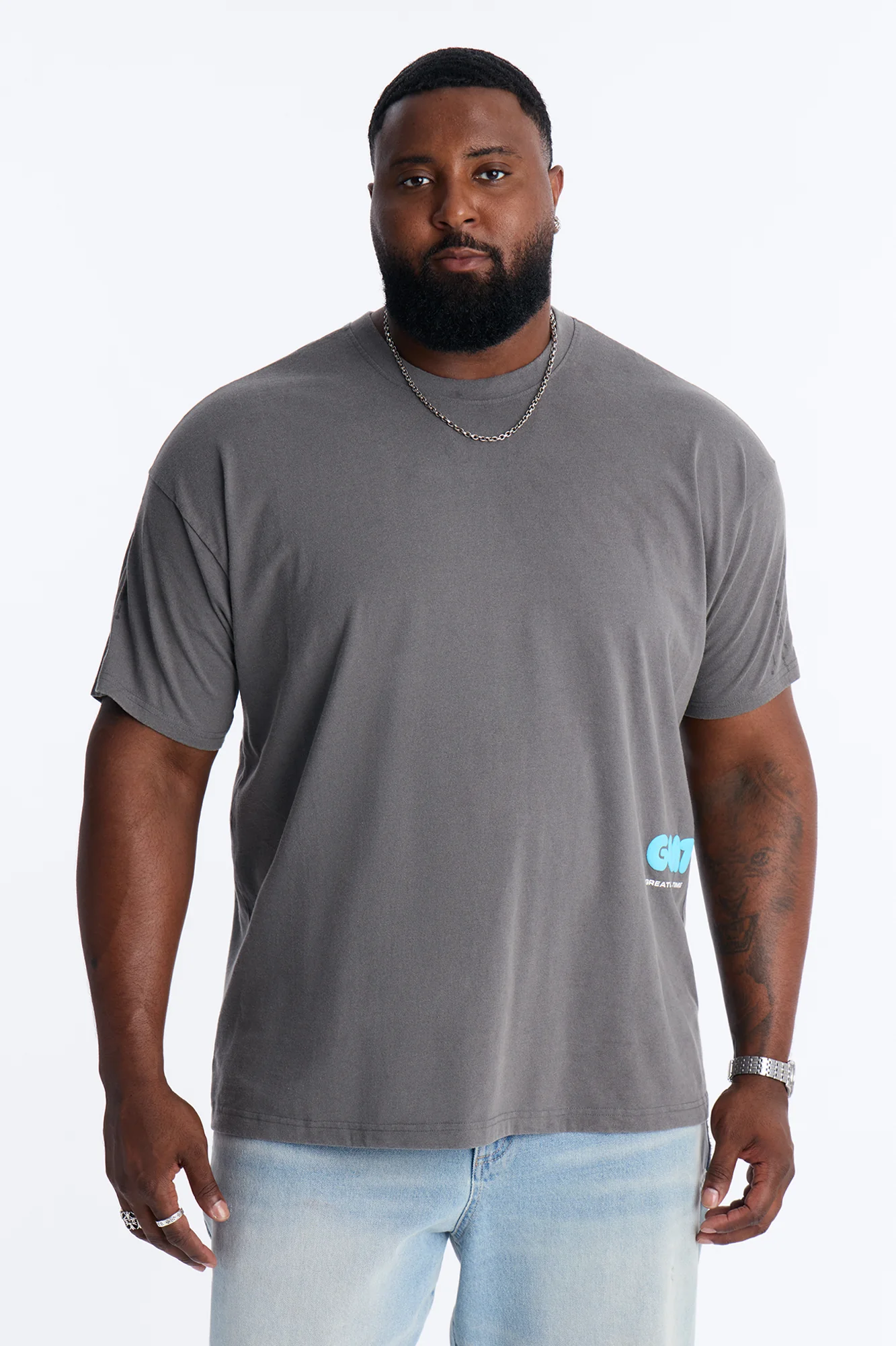 GOAT Washed Boxy Short Sleeve Tee - Grey - Image 7