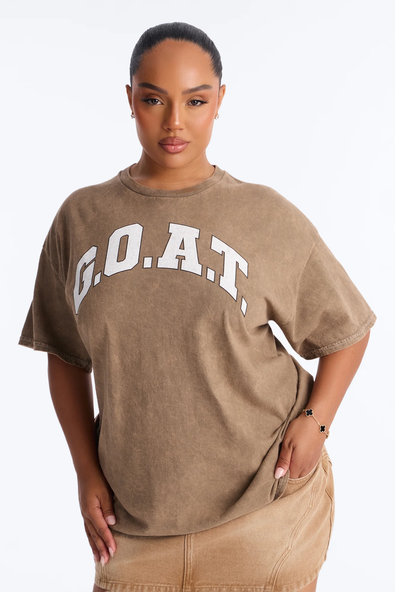 GOAT Washed Tee - Brown - Image 5