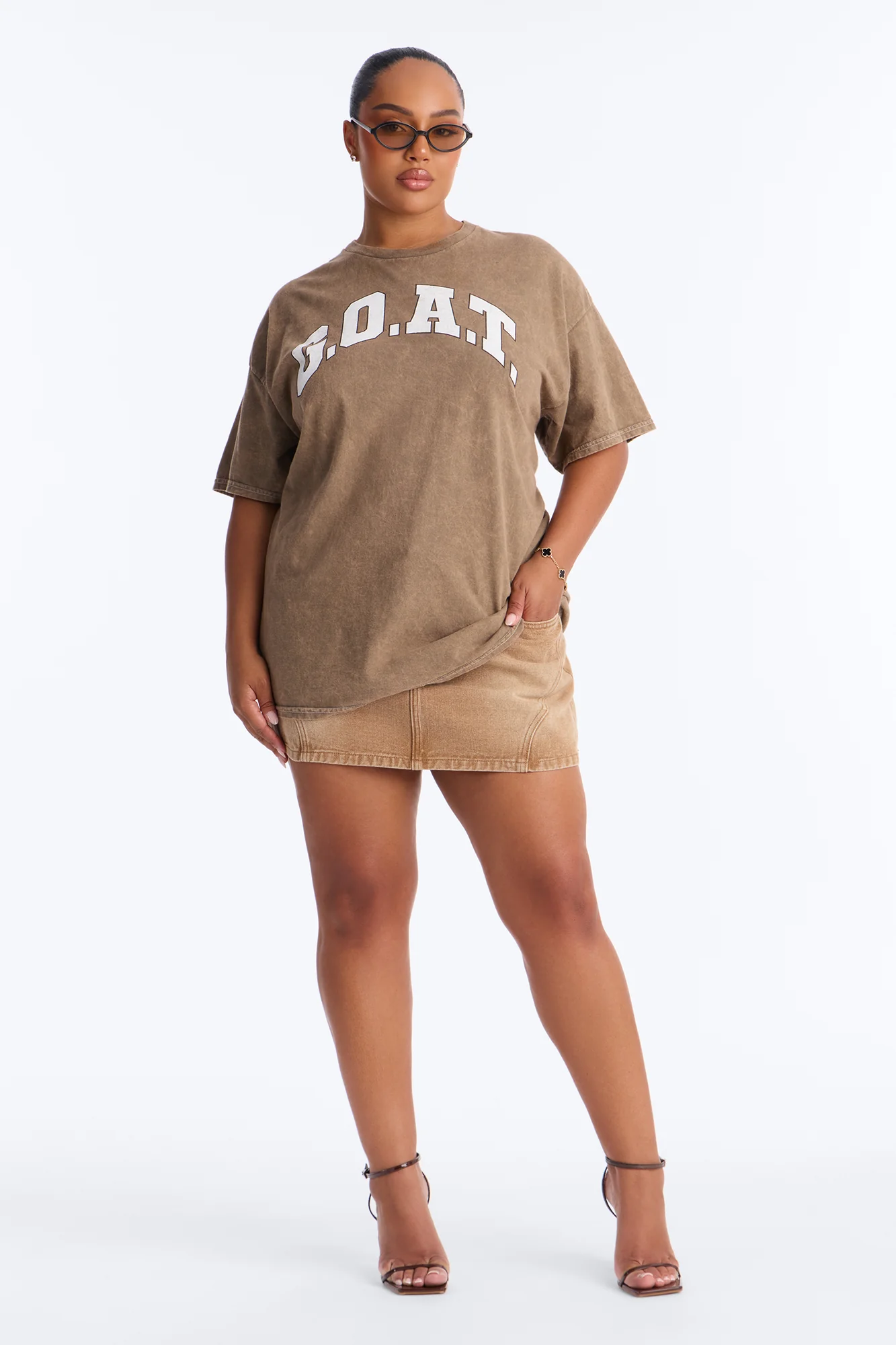 GOAT Washed Tee - Brown - Image 6