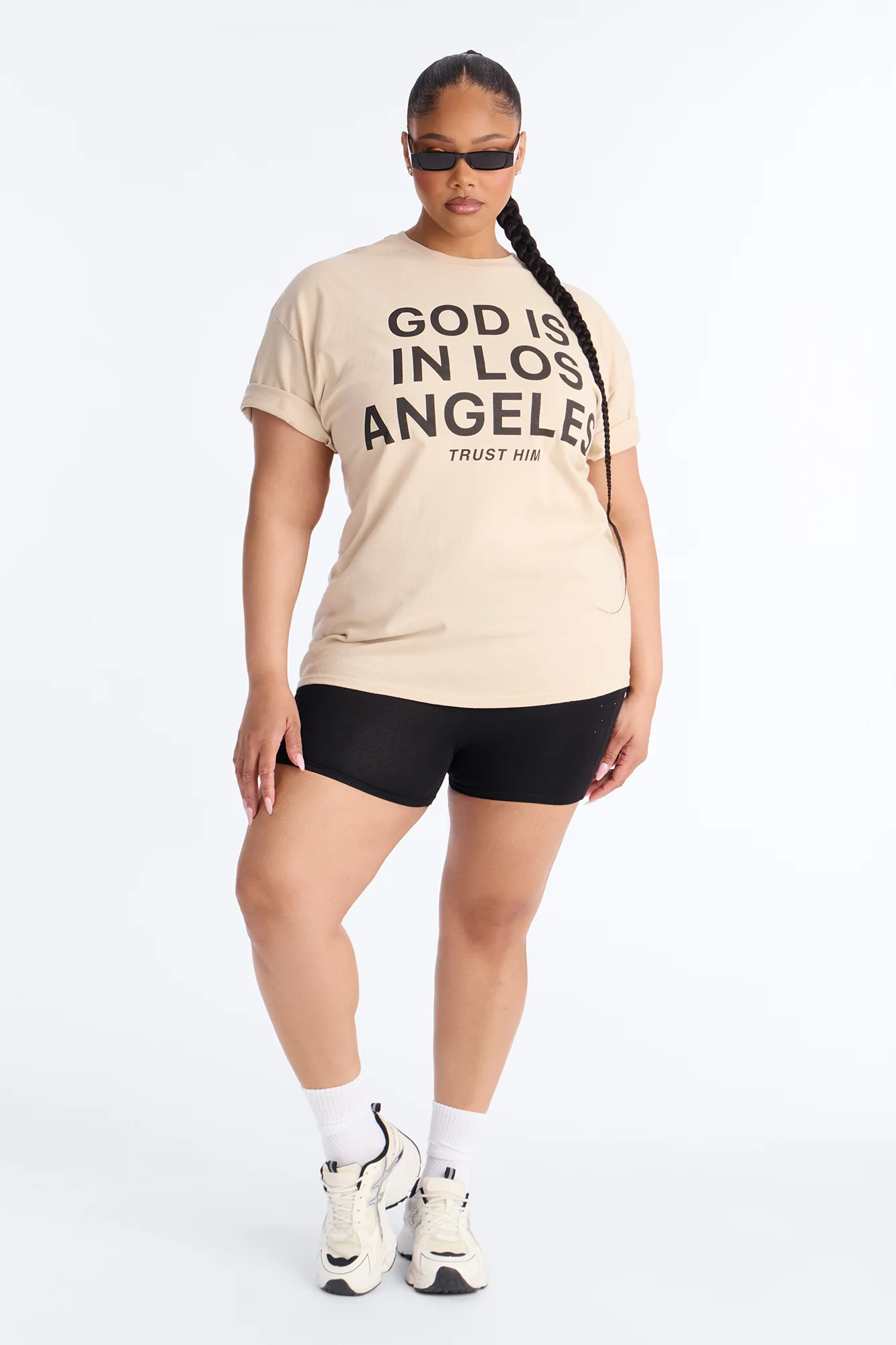 God Is In Los Angeles Oversized Tee - Sand - Image 6