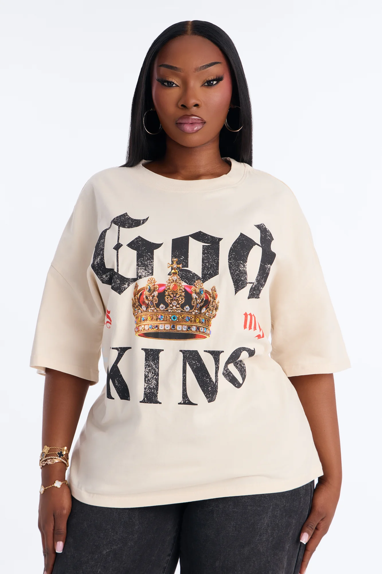 God Is My King Oversized Tee - Off White
