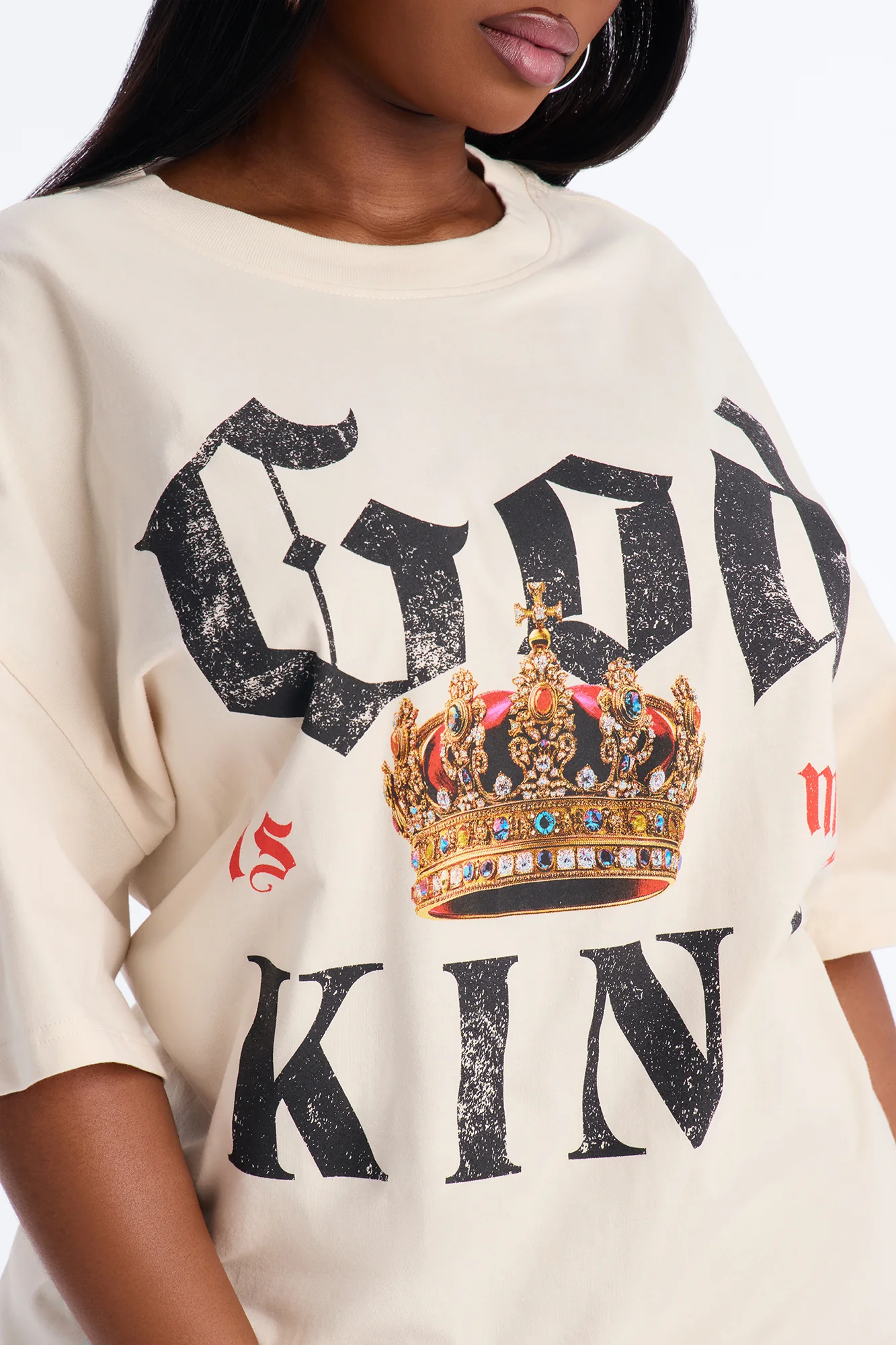 God Is My King Oversized Tee - Off White - Image 6