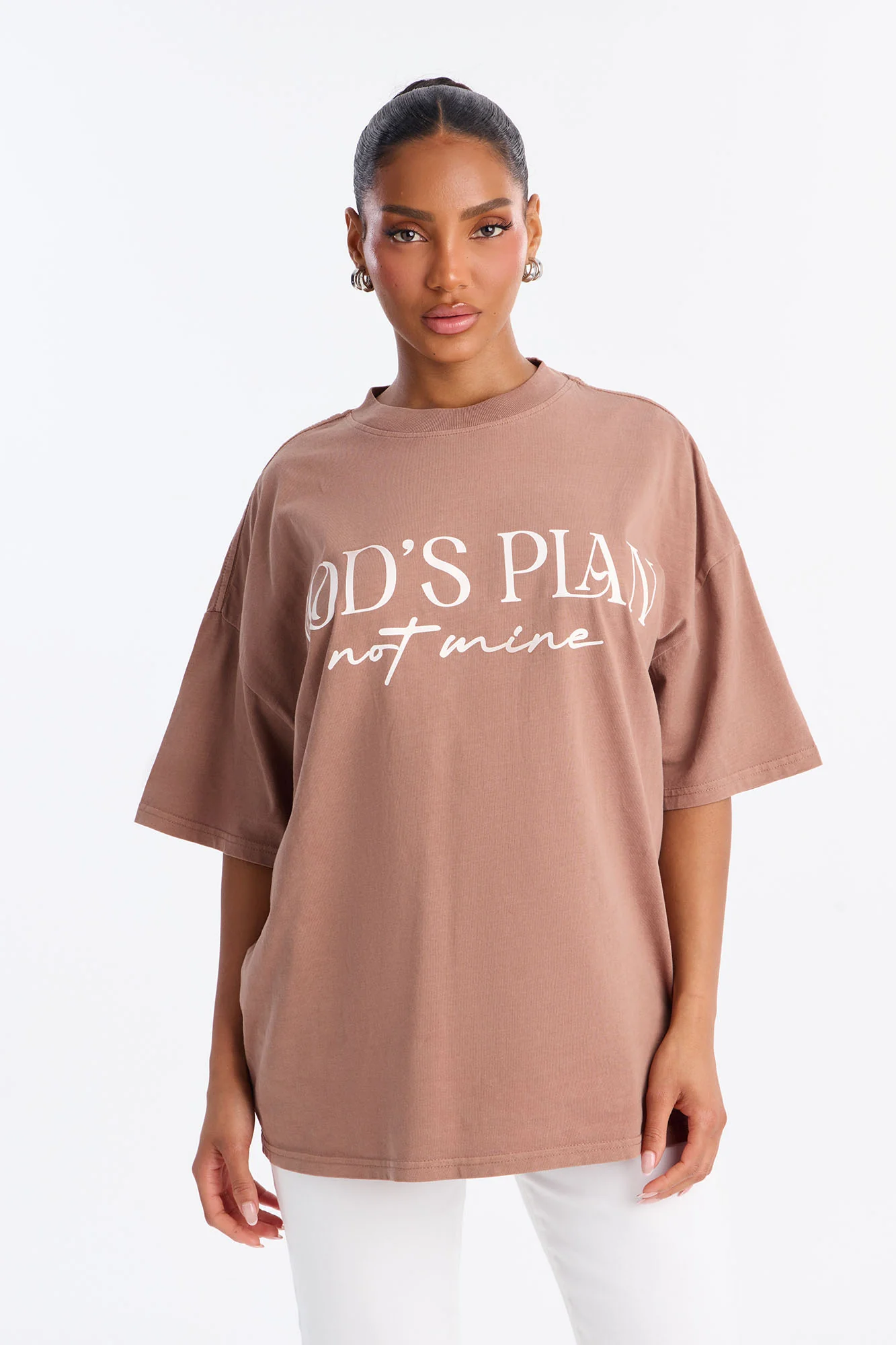 God's Plan Not Mine Washed Tshirt - Brown