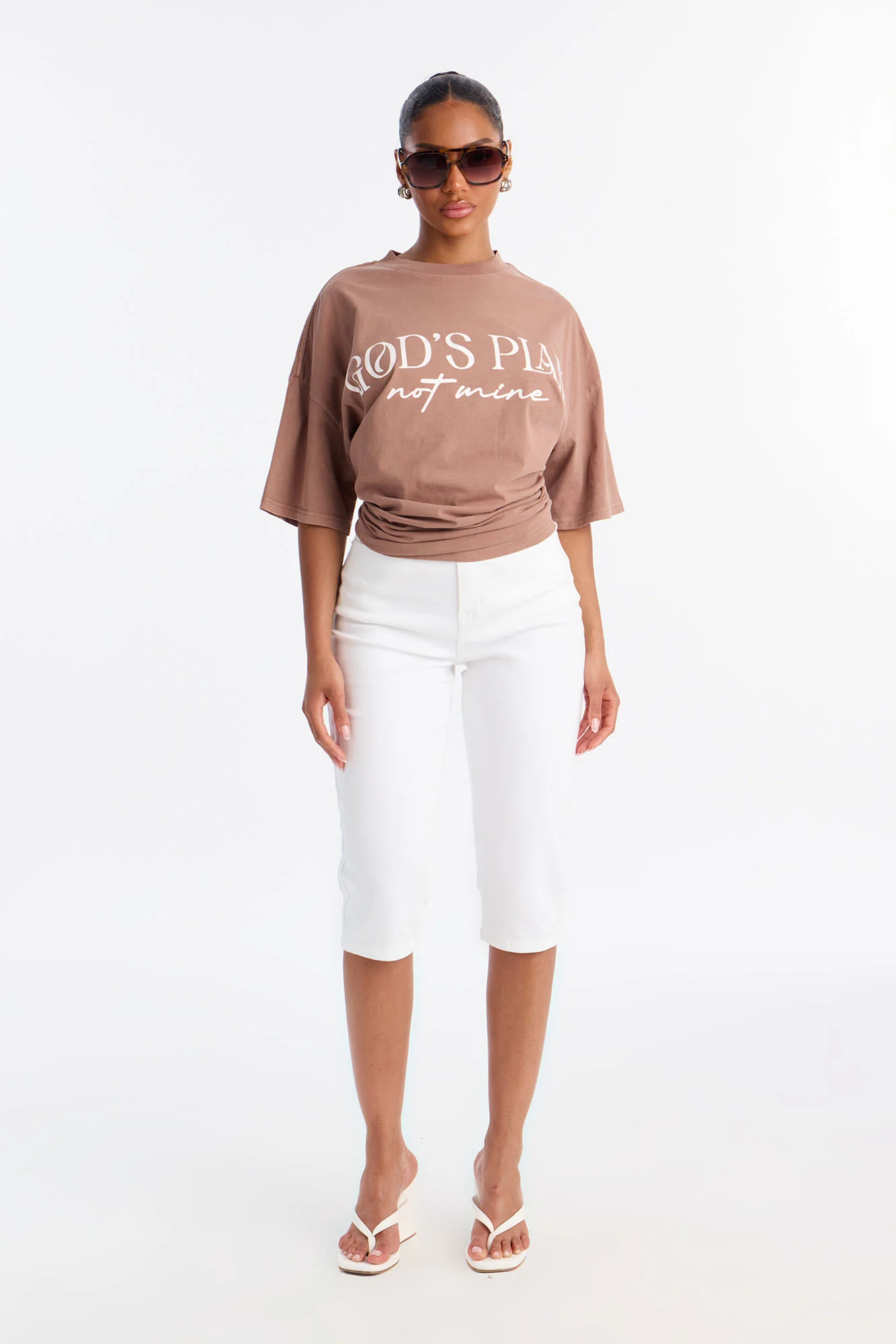 God's Plan Not Mine Washed Tshirt - Brown - Image 2