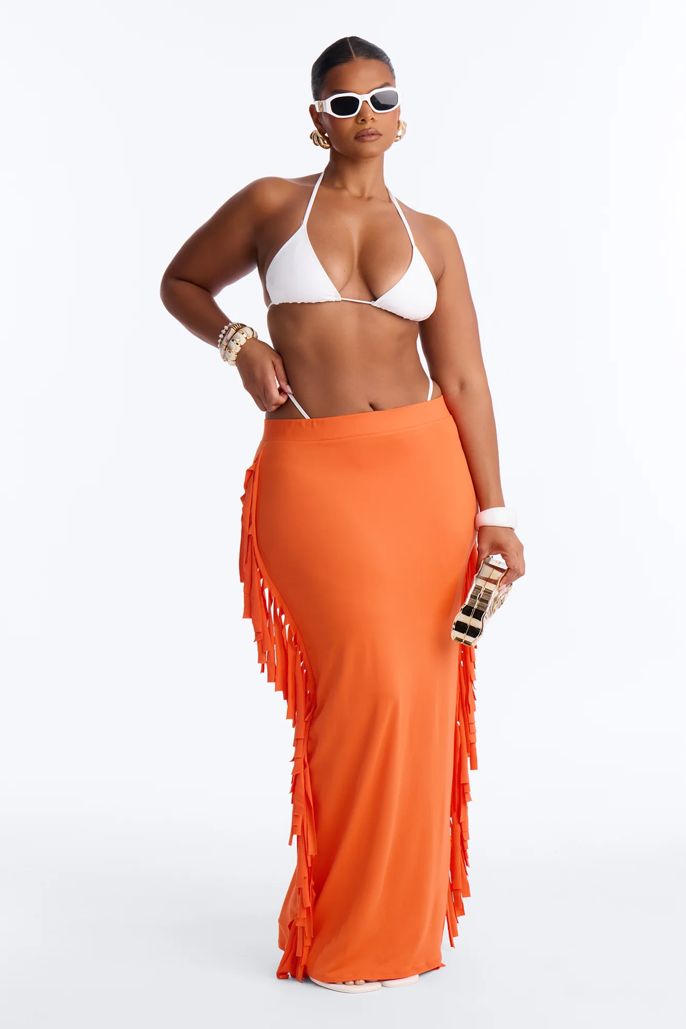 Going Places Fringe Maxi Skirt - Orange - Image 5