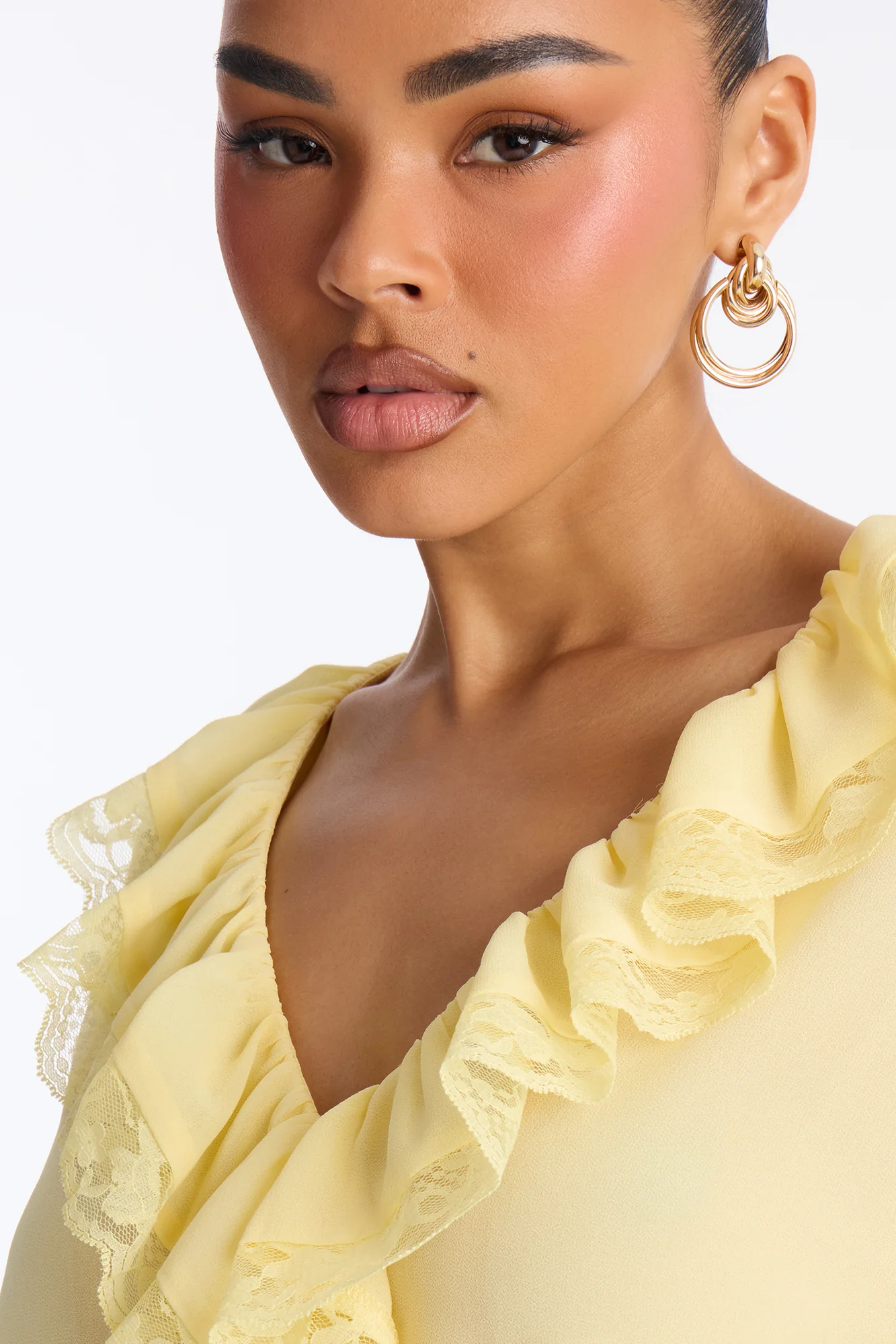 Going Places Ruffle Chiffon Top - Butter Yellow - Image 3