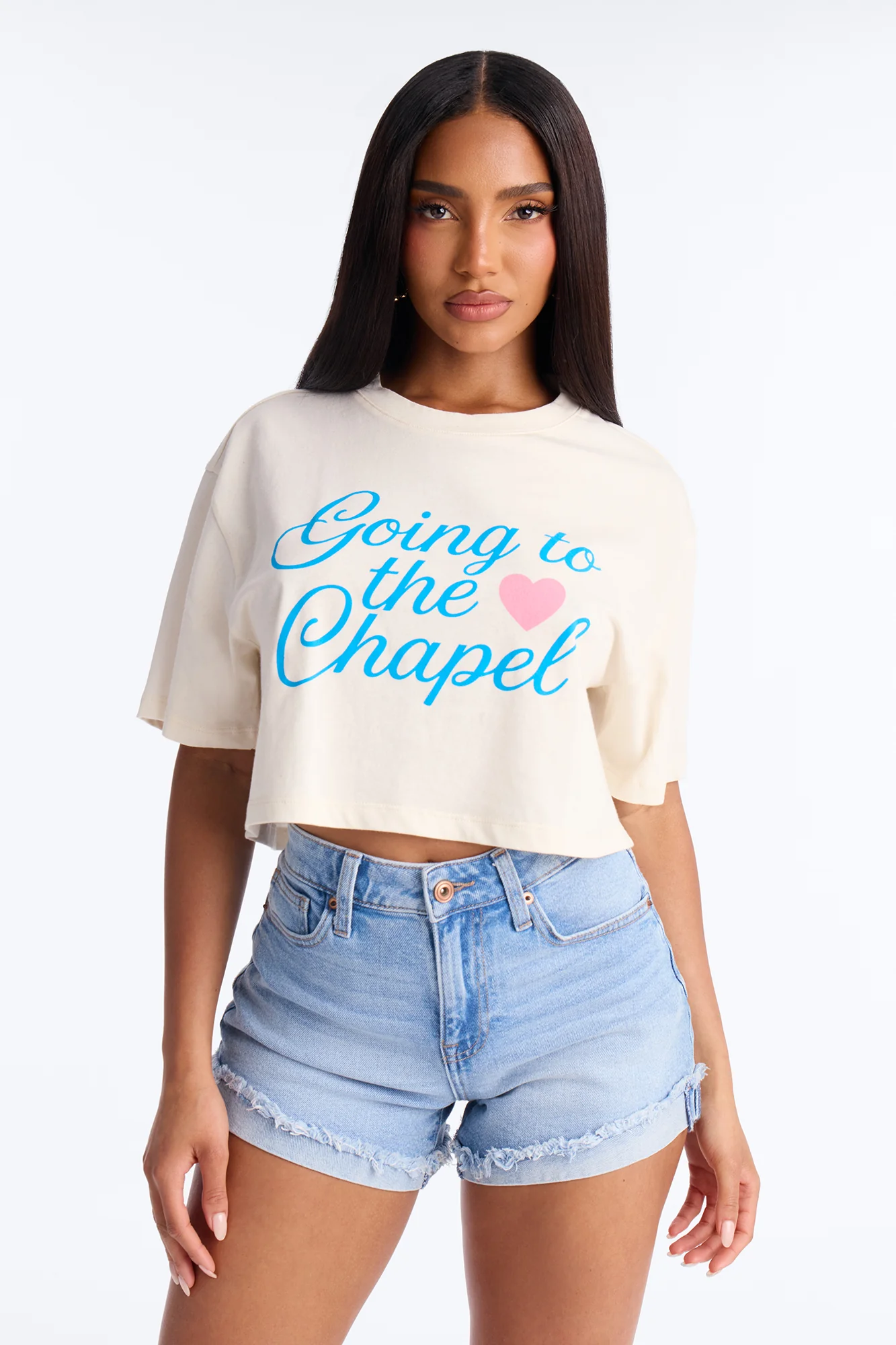 Going To The Chapel Baby Tee - Cream