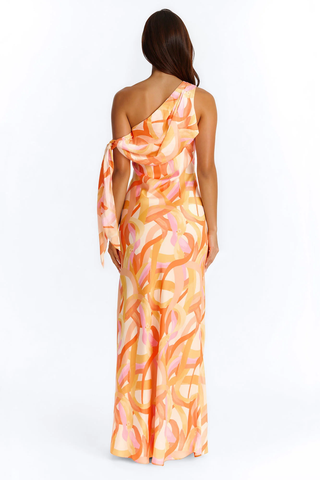 Golden Beauty Satin Maxi Dress - Orange - Image 3