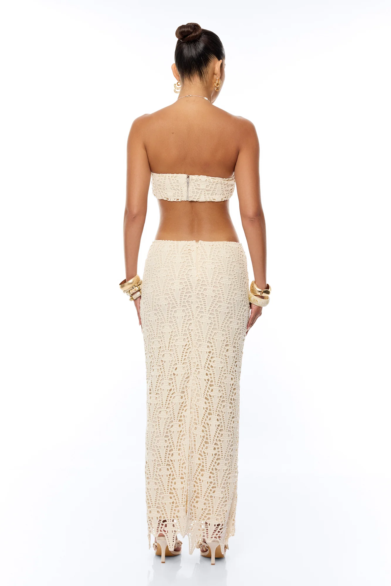 Golden Energy Crochet Skirt Set - Cream - Image 4
