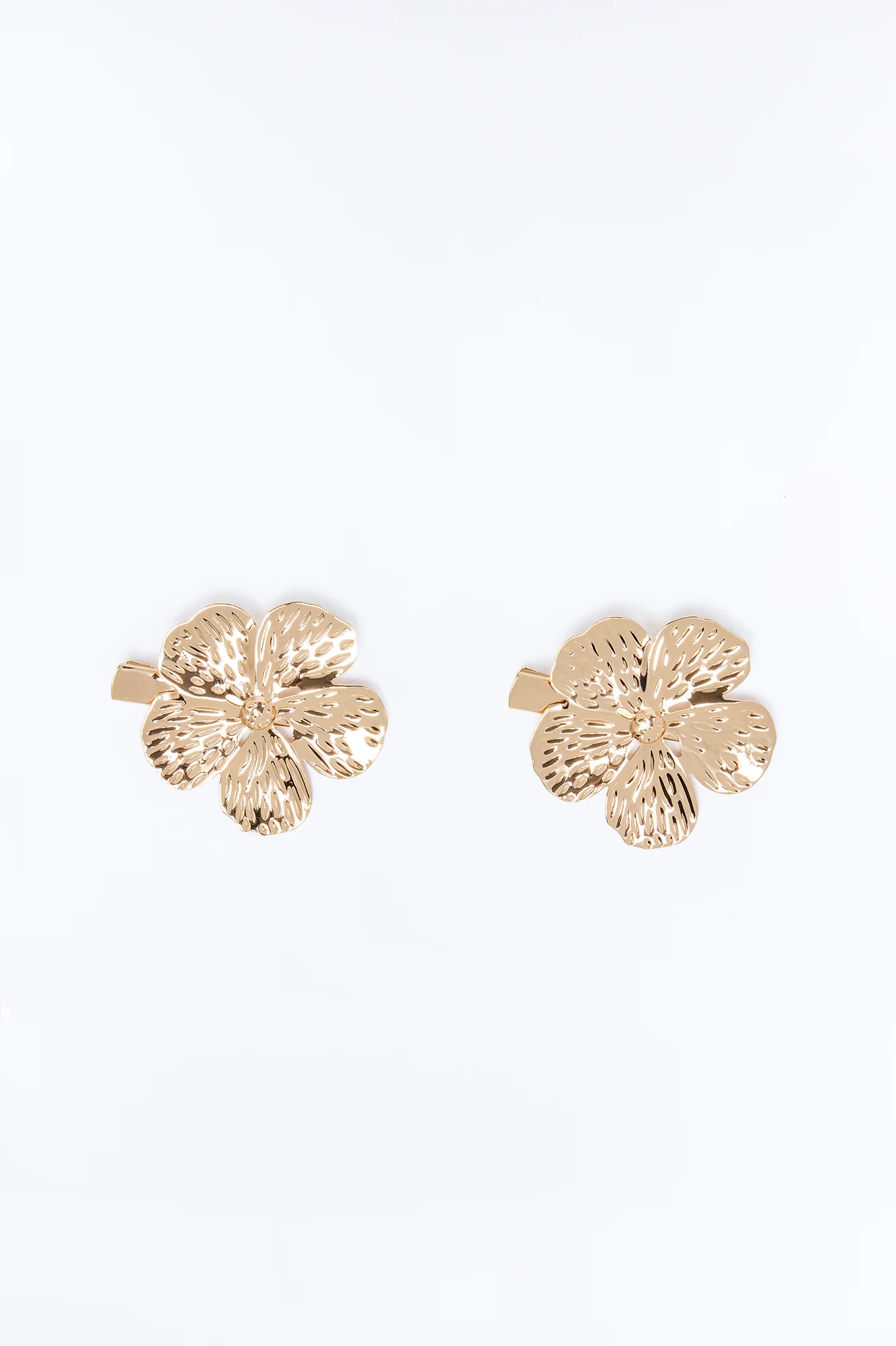 Golden Flower 2 Piece Hair Clip Set - Gold - Image 3