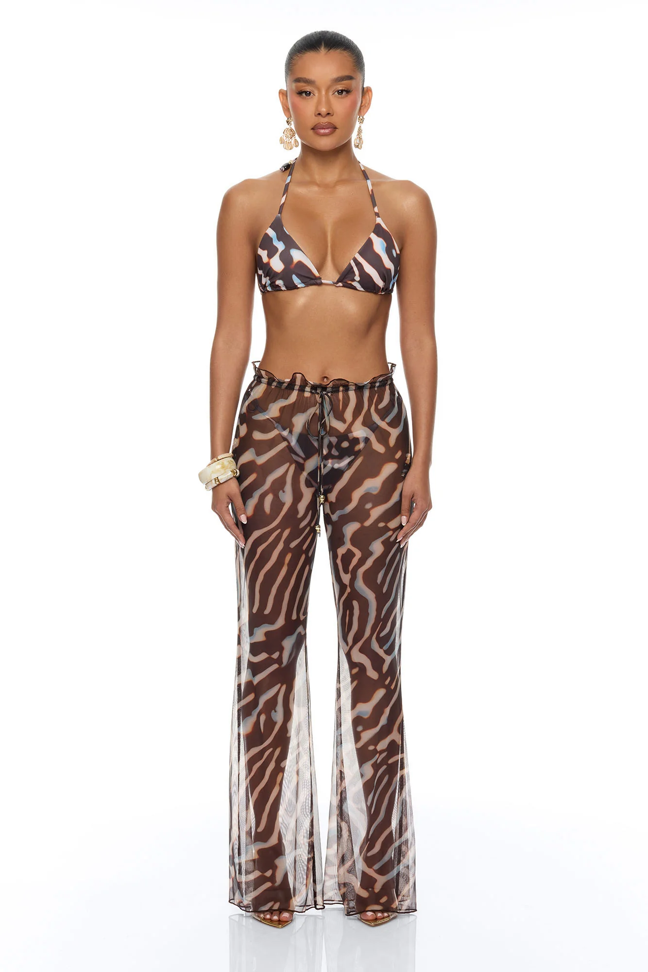 Golden Getaway Mesh Swim Cover Up - Brown/combo - Image 6