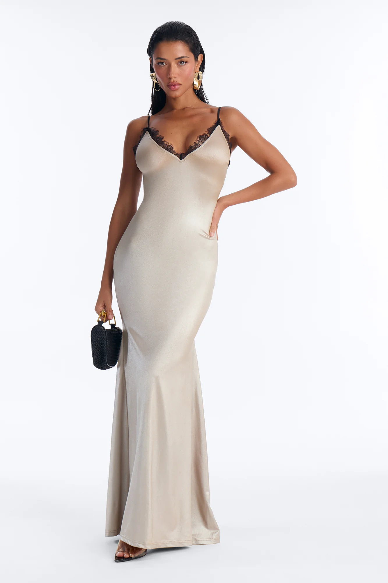 Golden Glow Maxi Slip Dress - Gold