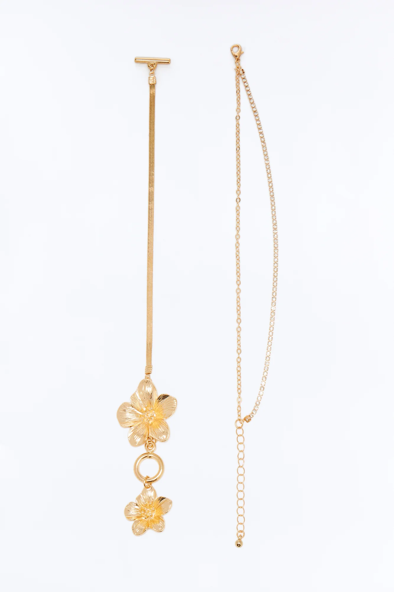 Golden Hour Floral 3 Piece Anklet Set - Gold - Image 2