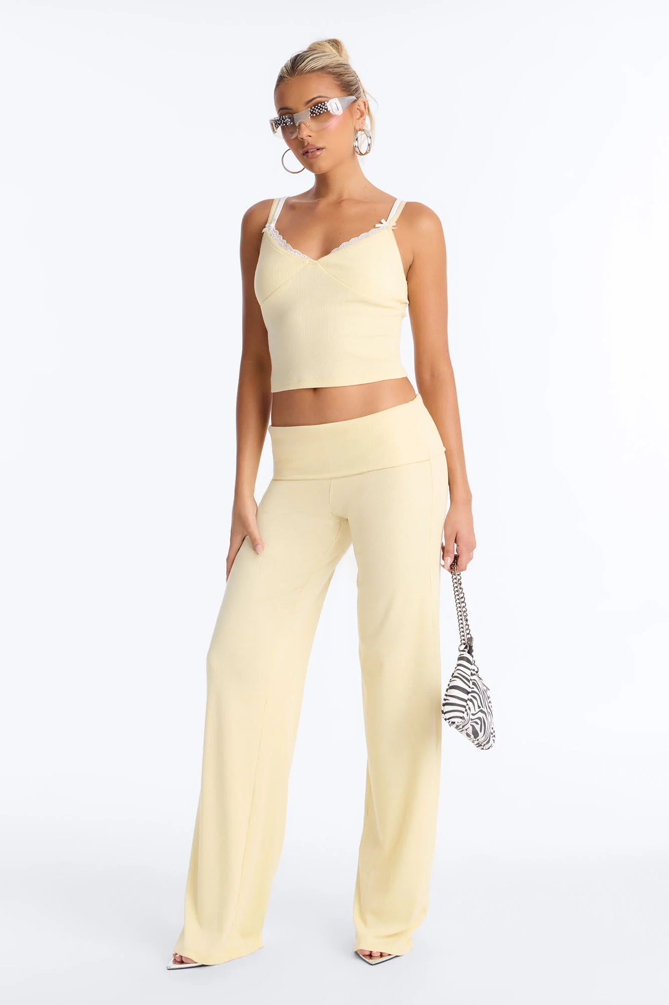 Golden Hour Foldover Waist Pant Set - Yellow