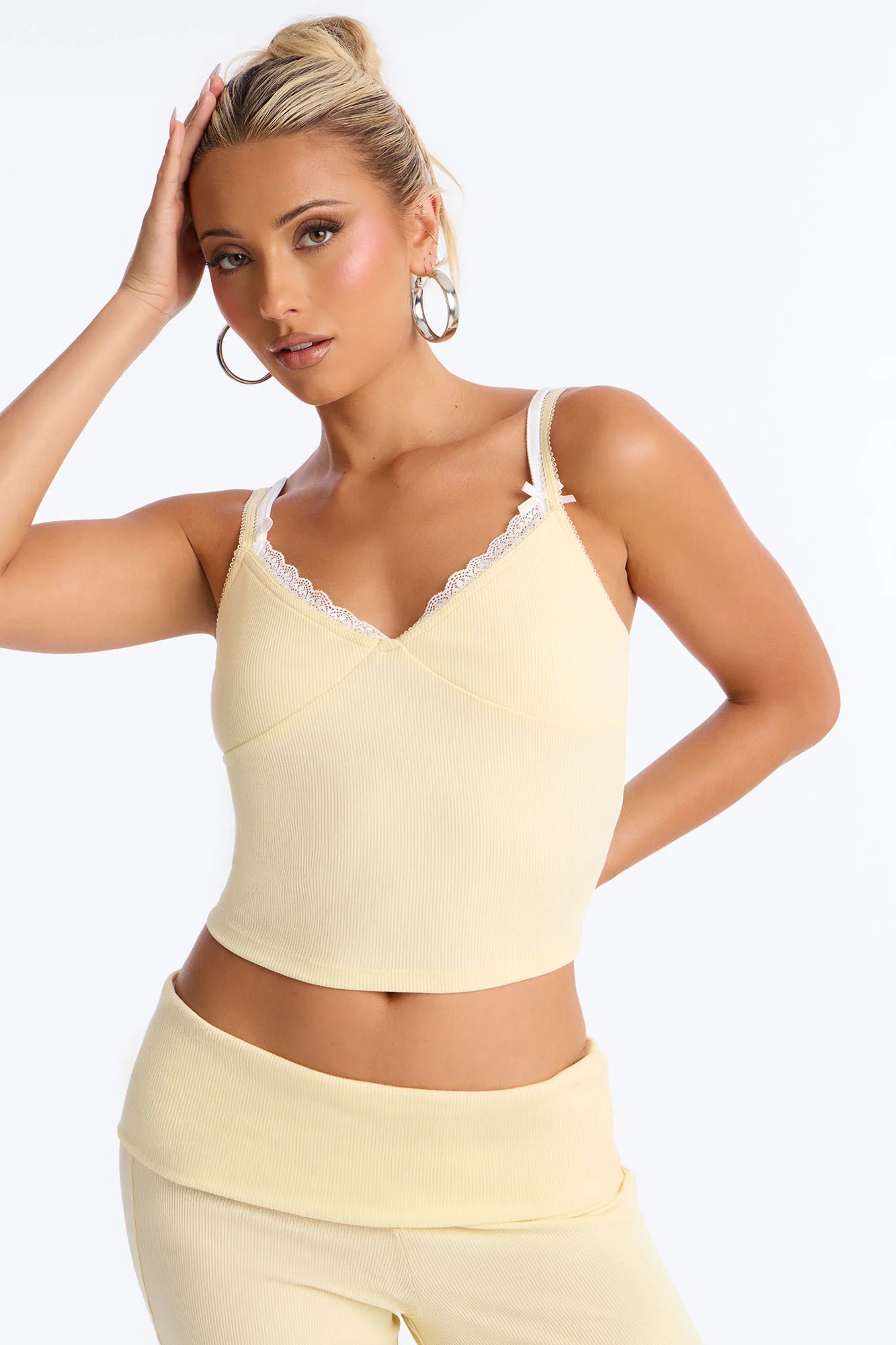 Golden Hour Foldover Waist Pant Set - Yellow - Image 2
