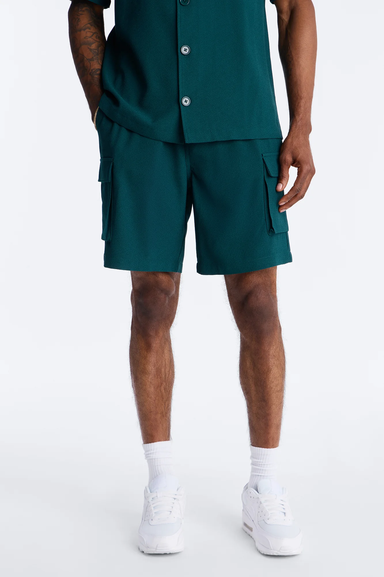 Golden Hour Relaxed Cargo Short - Hunter Green