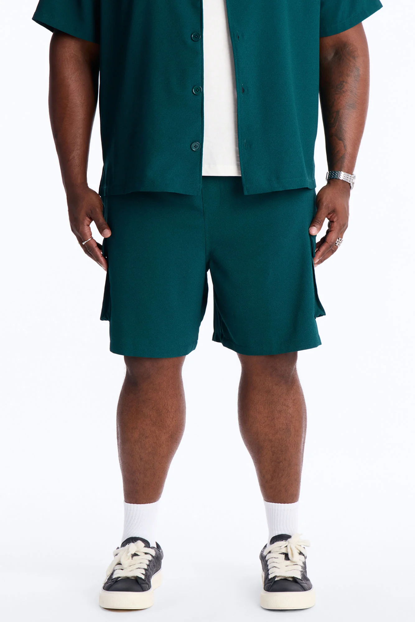 Golden Hour Relaxed Cargo Short - Hunter Green - Image 6
